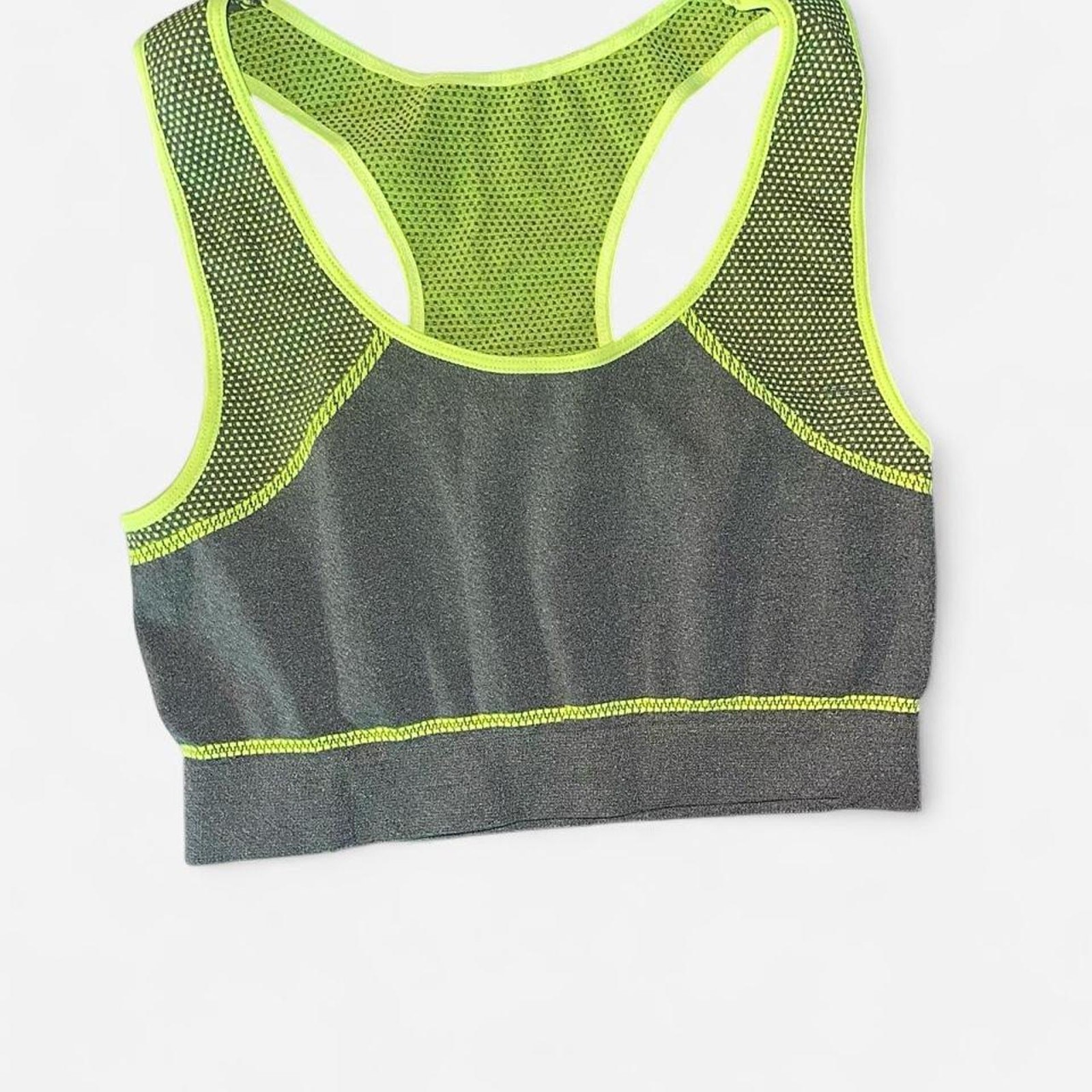 Blue Star Neon Yellow Lime Charcoal Leggings Sports Bra Set – Size L/XL