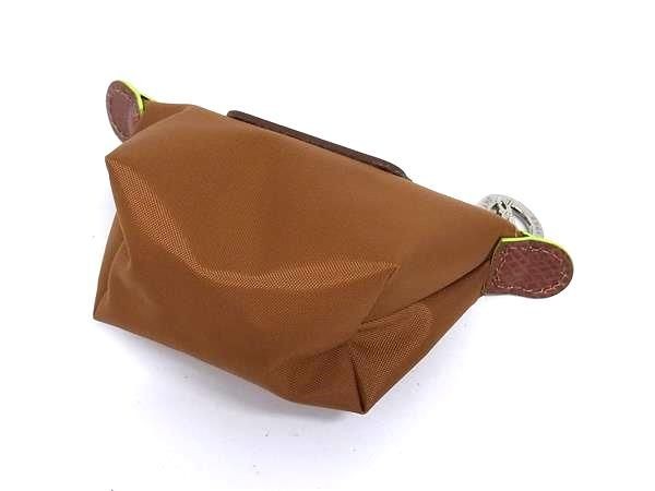 LONGCHAMP Le Pliage Brown Nylon Leather Pouch Women’s
