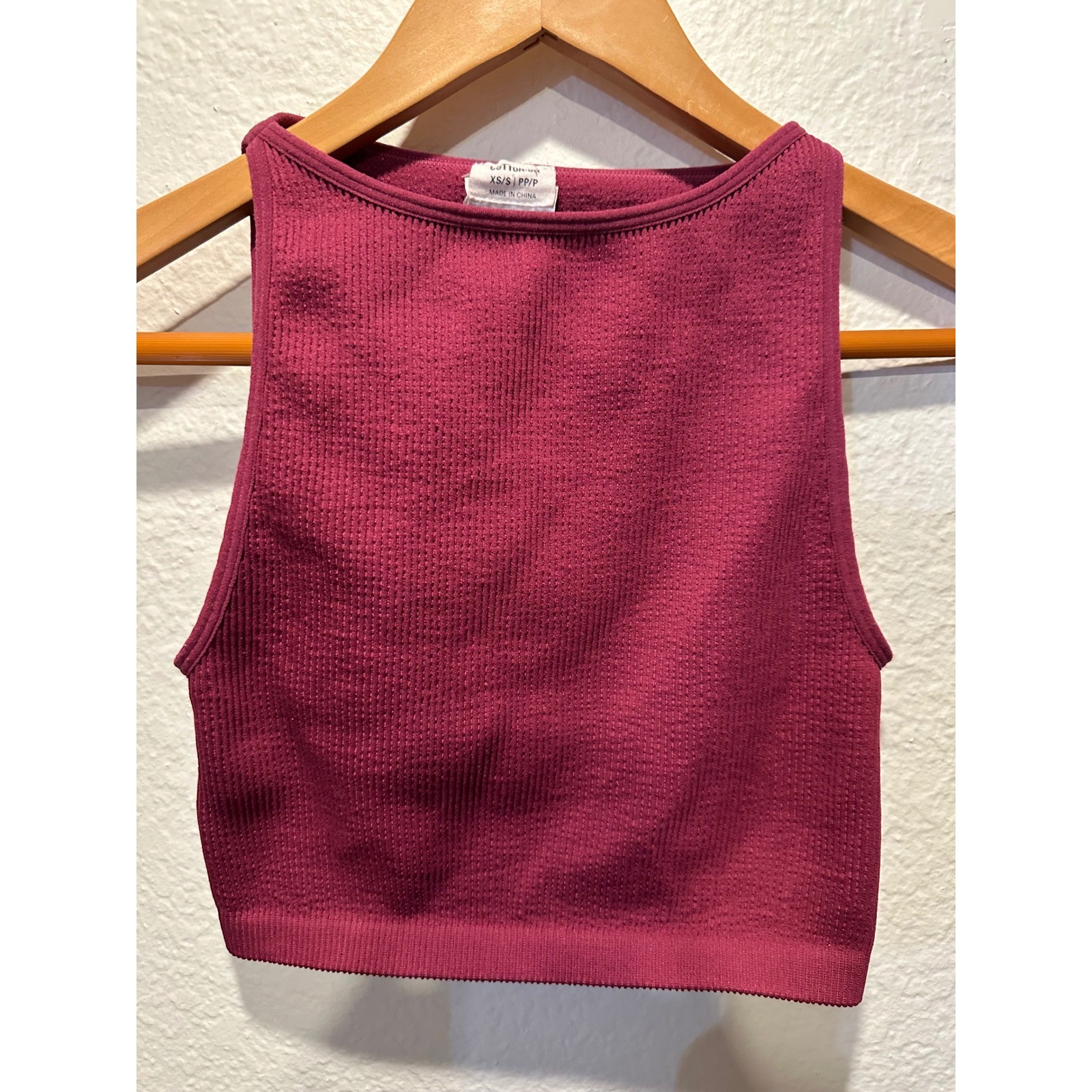 Cotton On Women Burgundy Ribbed Seamless Crop Tank Top XS/S