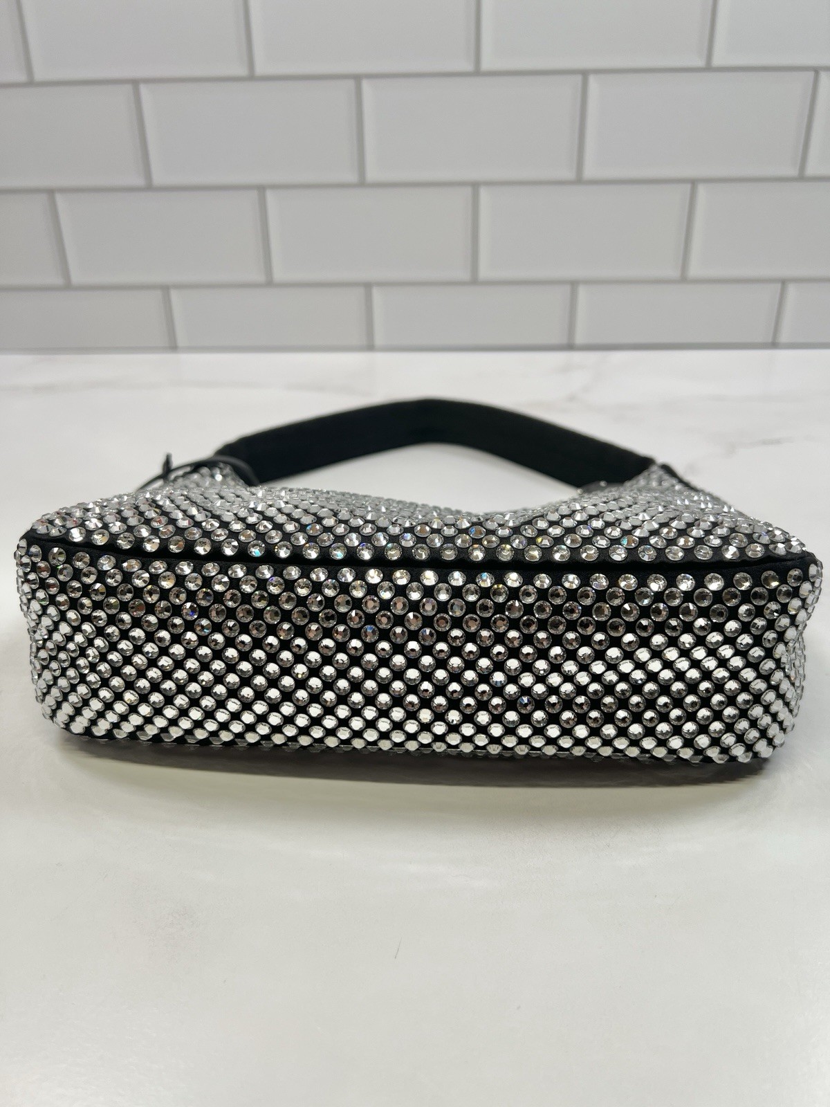 Prada Reedition Re edition 2000 Satin Hobo Mini Shoulder Bag Purse Crystal Gems