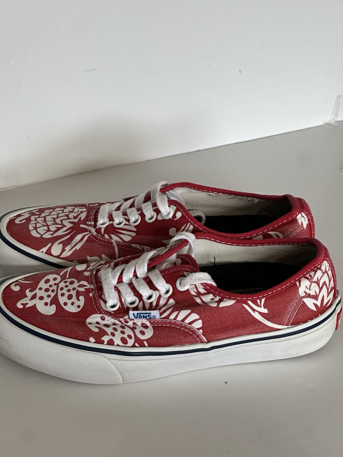 Vans Authentic Pro Hawaiian Floral Red Canvas Skate Shoes Men 6.5 Women 8