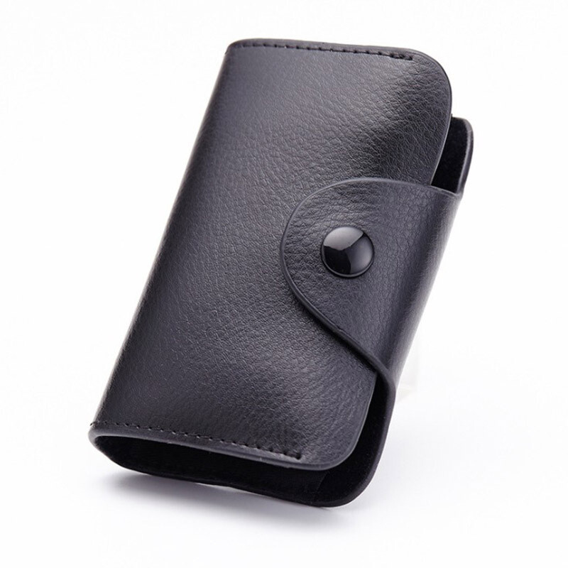 Men Womens Genuine Leather ID Card Holder Wallet with Hasp Front Pocket Purse US