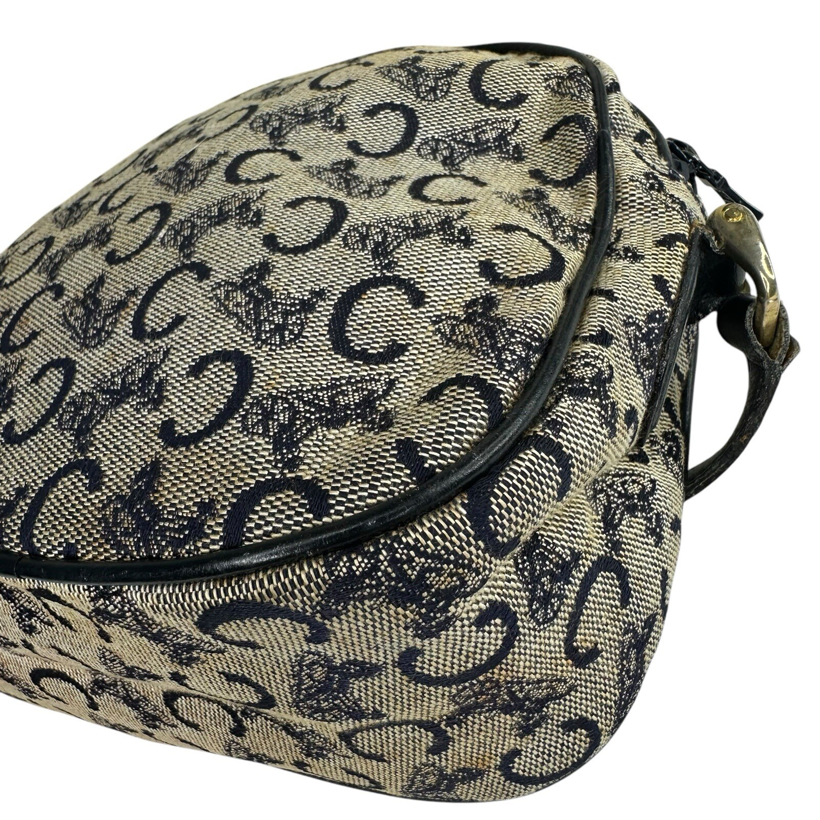 Celine Horse Carriage Hardware Monogram C Jacquard/Leather Shoulder Bag Blue