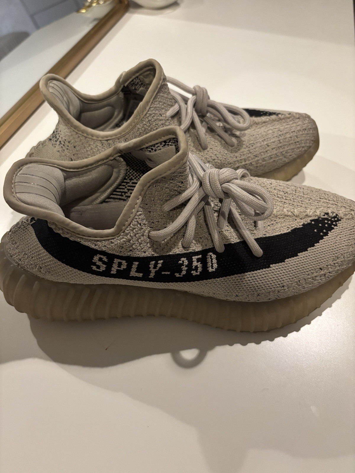 adidas Yeezy Boost 350 V2 SPLY-350 Beige/Black Lace Up Low Top Sneakers