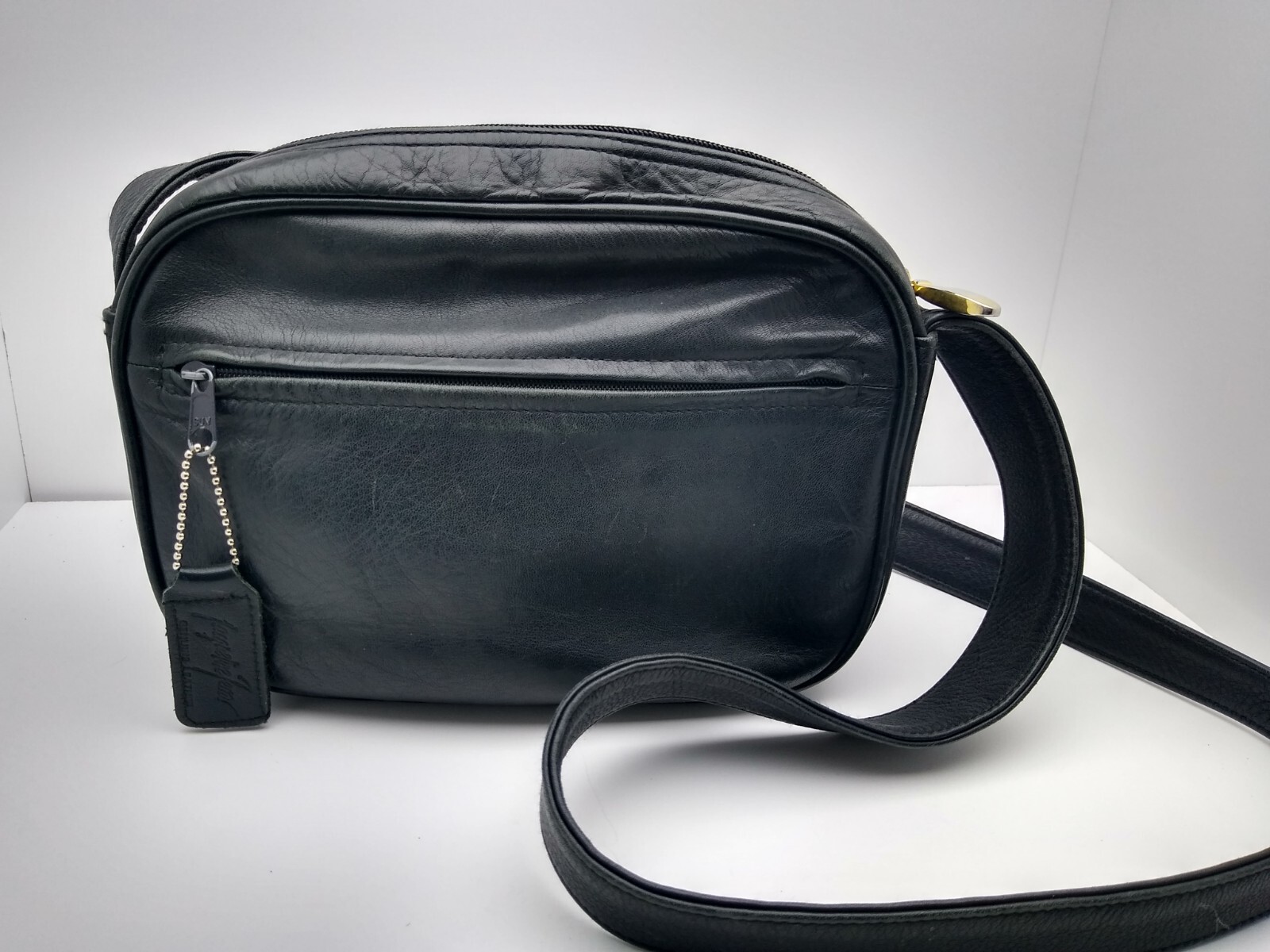 Vintage VTG Jacqueline Ferrar Black Soft Leather Crossbody Bag Purse 10x7x3