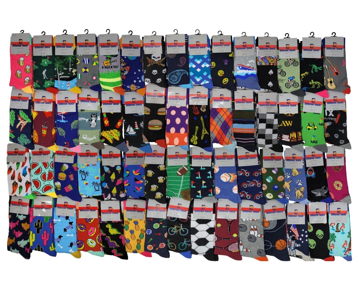 Different Touch 60 Pairs Wholesale Lot Men’s Assorted Designs Dress Crew Socks