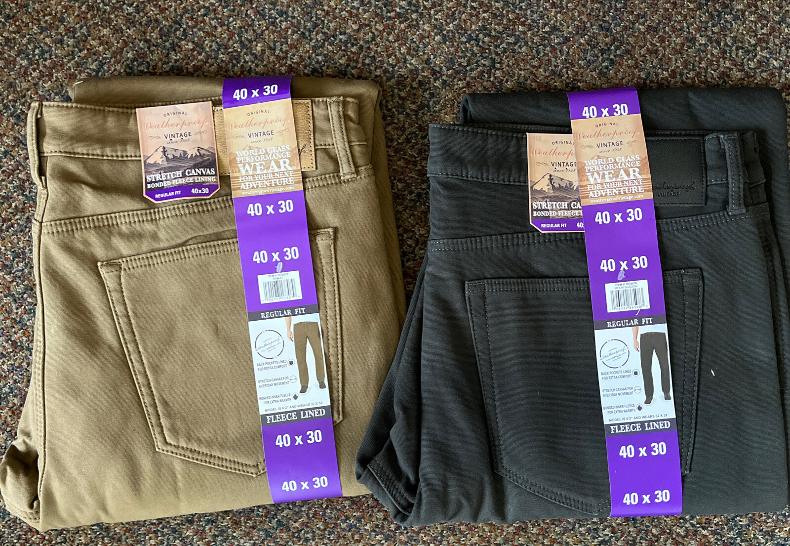 Weatherproof Vintage Fleece Lined Stretch Canvas MOON SHADOW & WHEAT VARIOUS