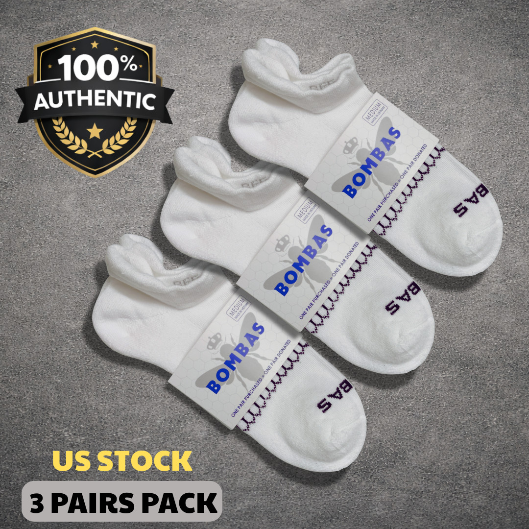 Bombas Men’s Ankle Socks Size S M L 1-3-5 Pairs White Color Cushioned Comfort