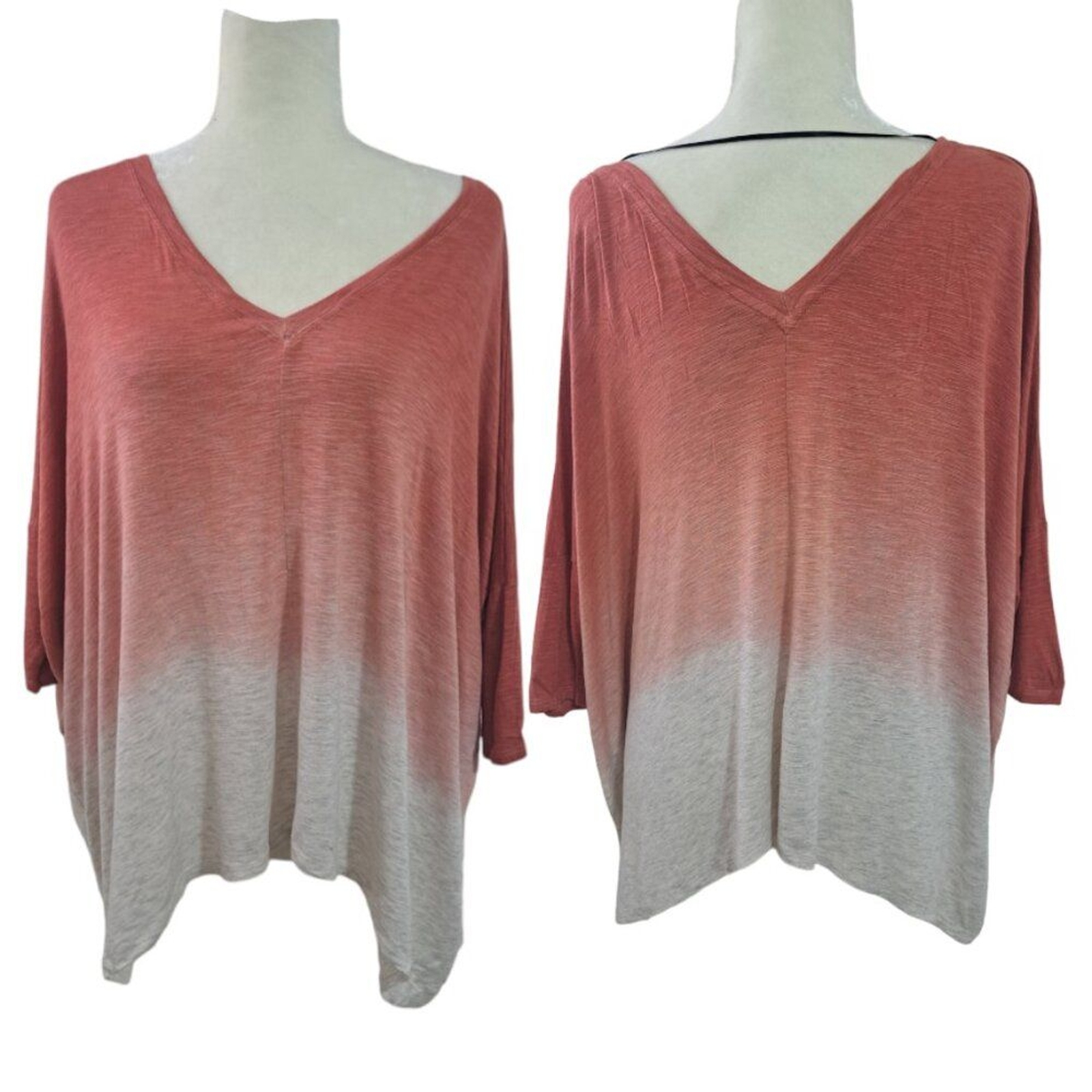 Dolan T-shirt Ombre Dusty Peach Boxy Oversize Rayon V Neck Sz Small