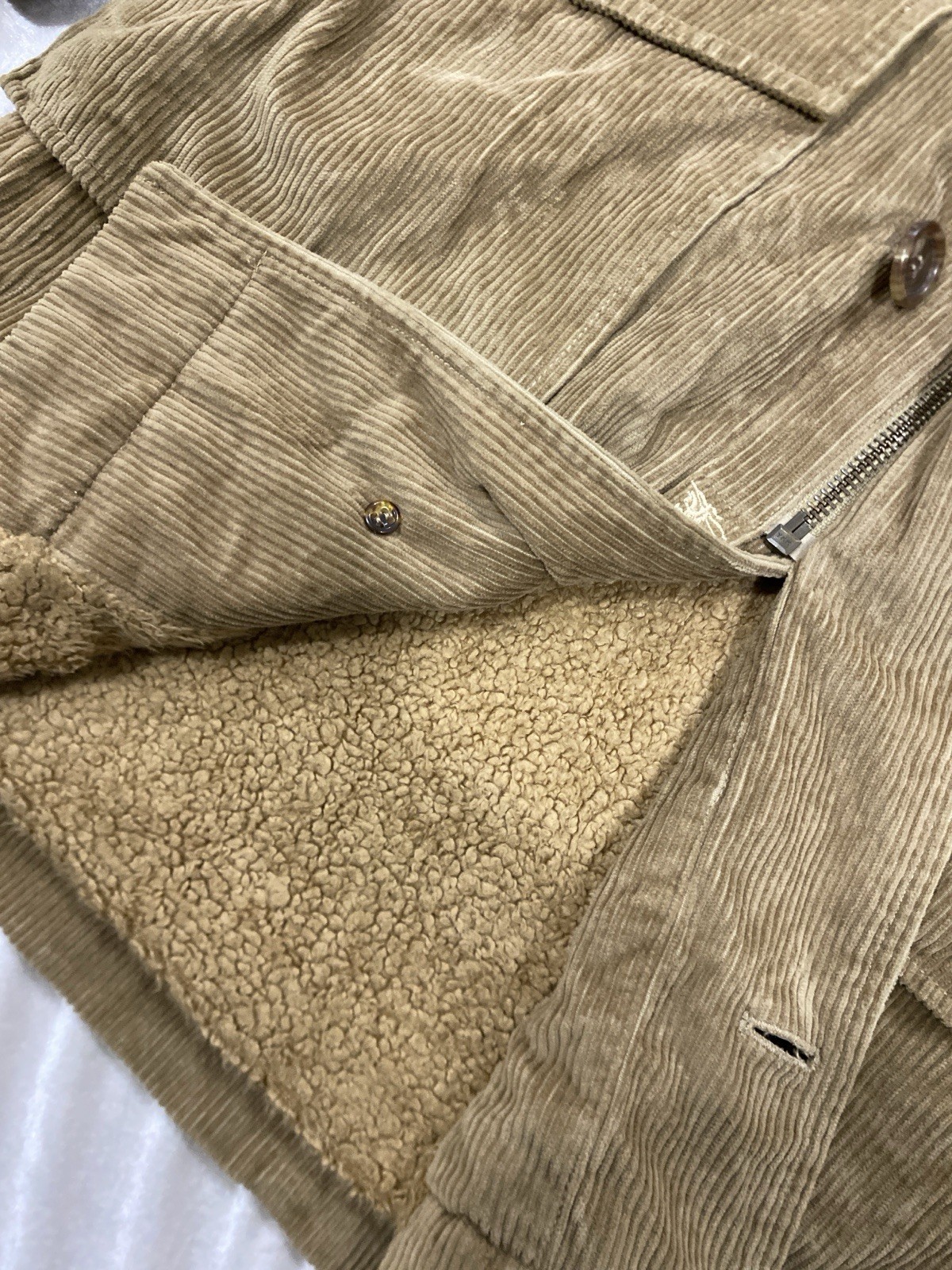 VTG Burberry London Corduroy Jacket Sherpa Lined Beige Nova Check Men Sz L