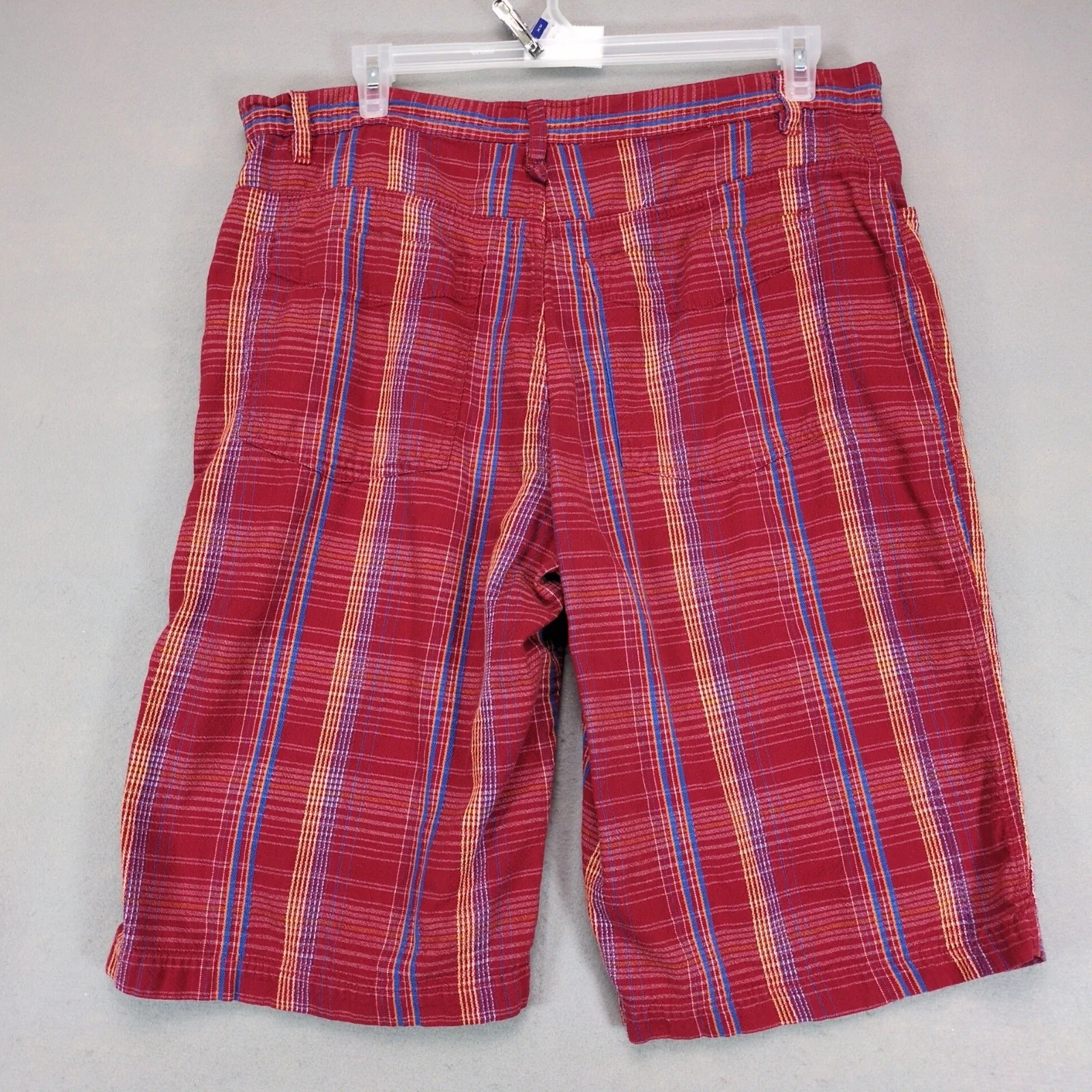 Evolution in Design Red Plaid Chino Shorts Mens 39×13.5 Cotton Woven Grunge Surf