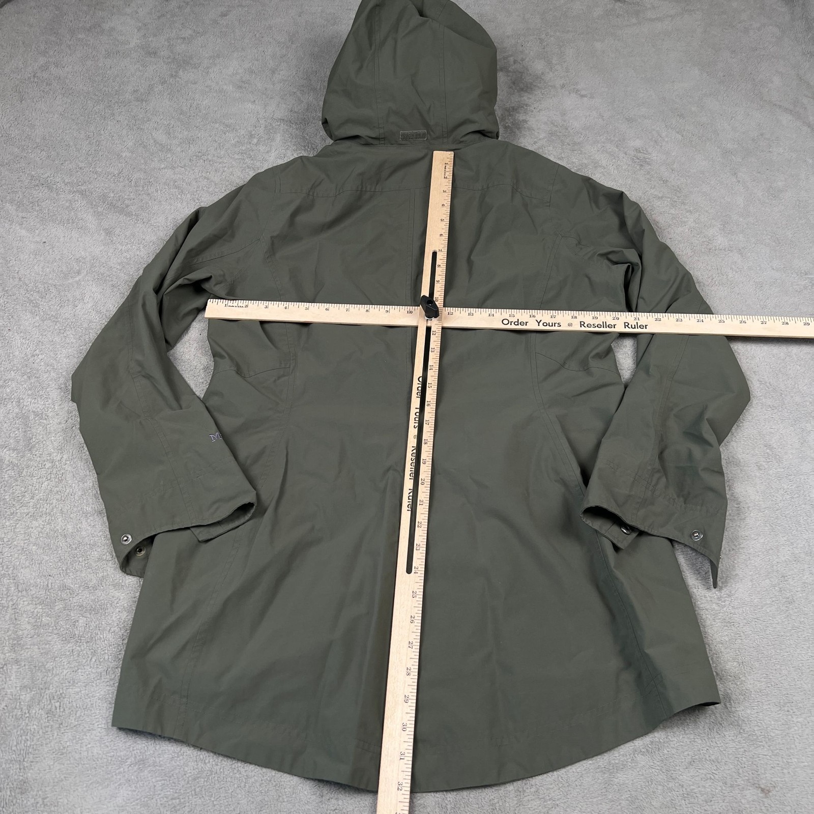 Marmot Jacket Womens L Hooded Waterproof Raincoat Green Fully Lined Zipper Shell