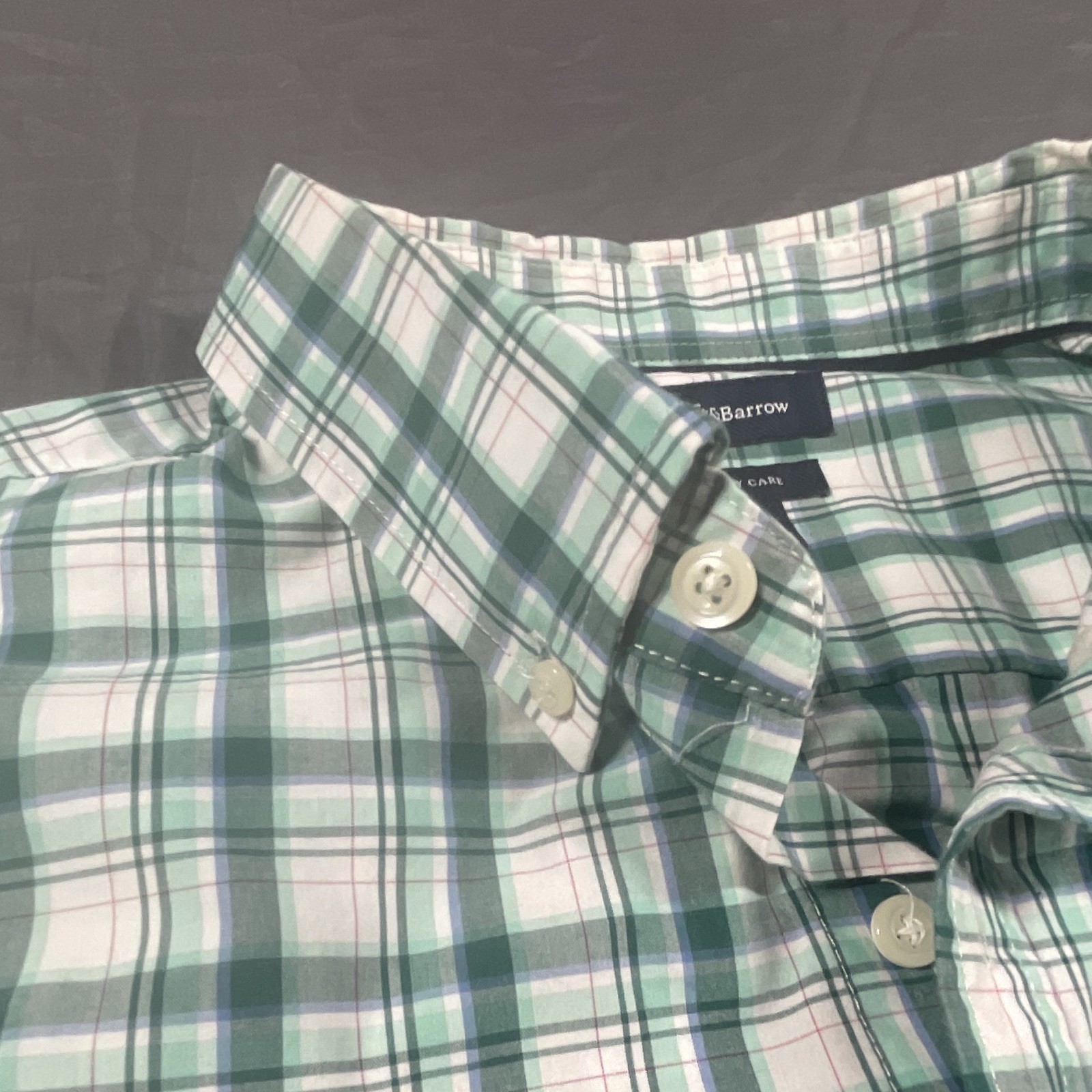 Croft & Barrow Easy Care Men’s XL Green/White Plaid Short Sleeve Button-Up