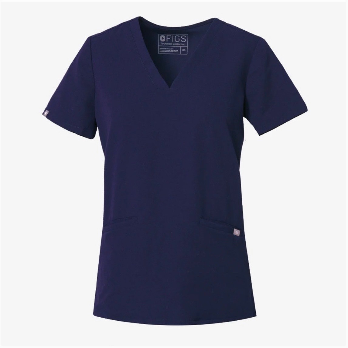 Womens FIGS Casma Three-Pocket Scrub Top Navy Blue Womens XL