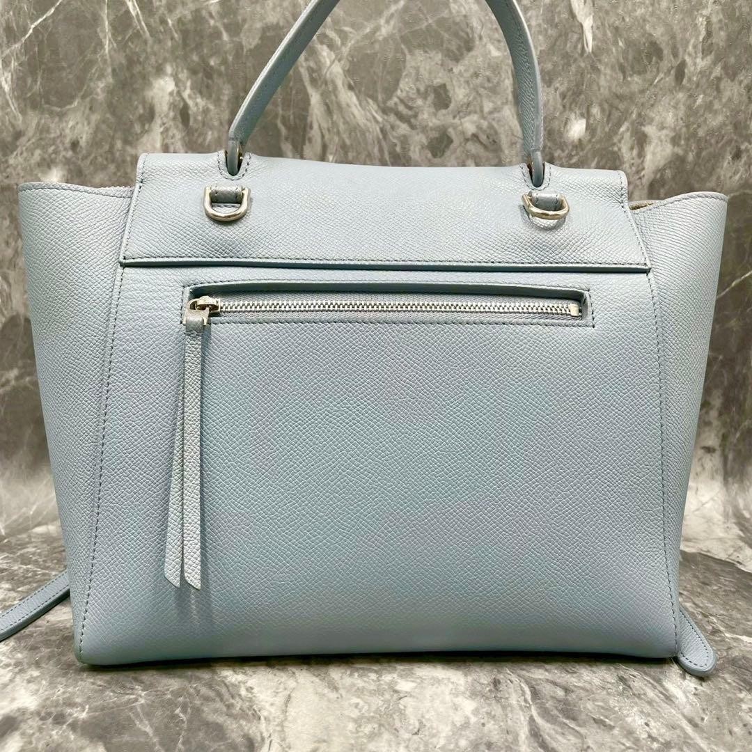 Auth CELINE Nano Belt Bag Light Blue Leather Hand Bag Pastel Color Used Japan
