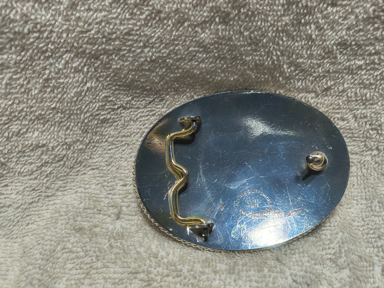 Montana Silversmiths Letter T Buckle Aztec Rope Edge Silver Gold Oval Vintage