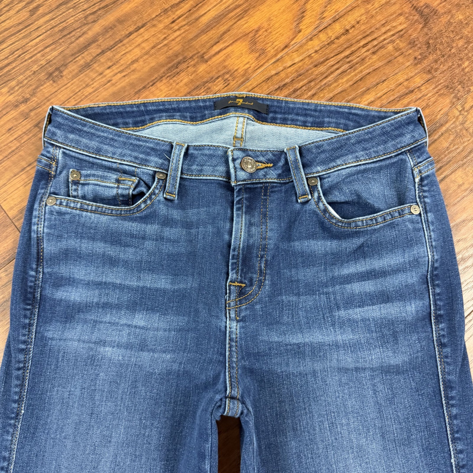 7 For All Mankind Jeans Womens 27 Straight Mid Rise Stretch Denim Kimmie 27×32