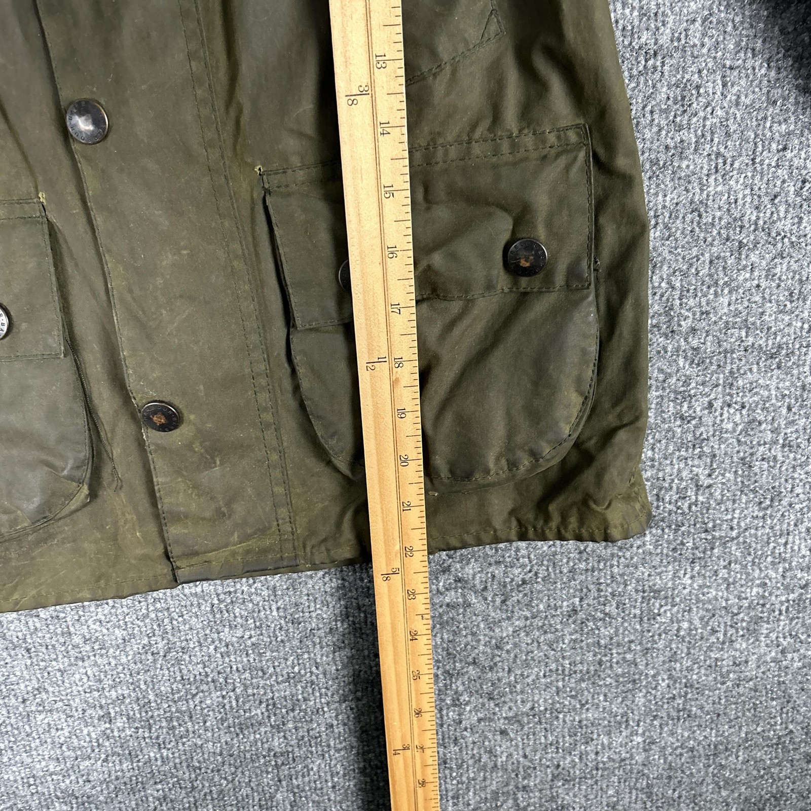 Barbour Bedale Jacket Kids Small Green Waxed Cotton Hunting Coat England