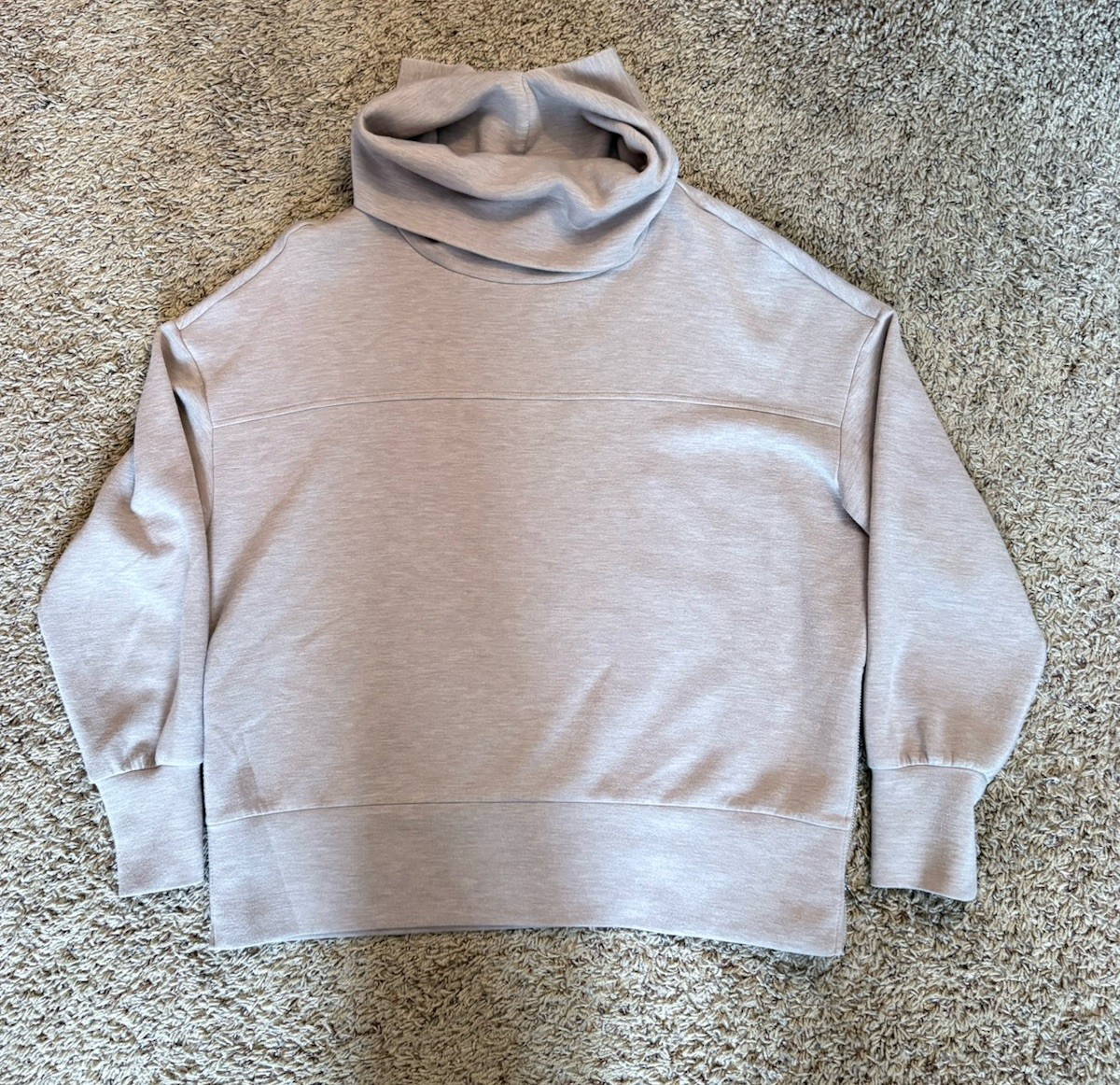 Varley Priya Longline Sweatshirt Taupe DoubleSoft Cowl Neck Medium