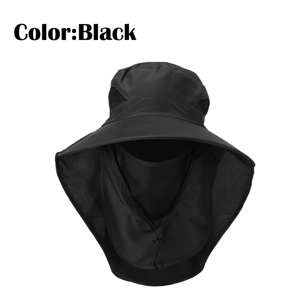 3 IN 1 Fishing Hat UV Sun Protection Wide Brim Hat w/ Face Cover & Neck Flap USA