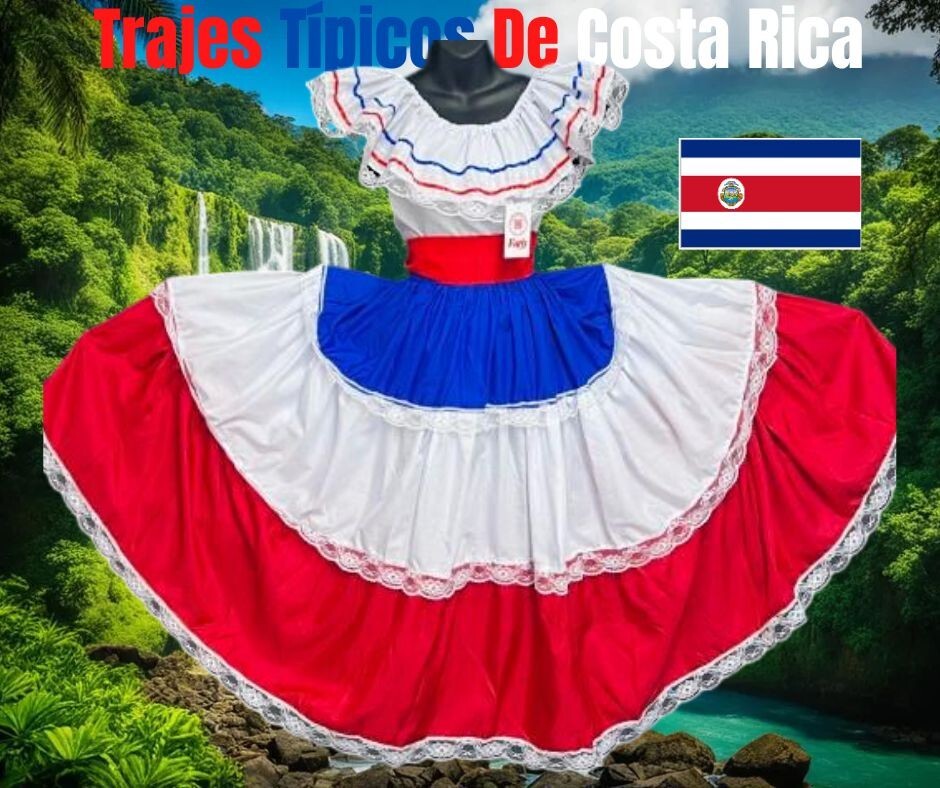 Caribe Typical 3 P/C Set Flag Color Skirt Set, Ropa Tipica Del Caribe. (3 Piece)