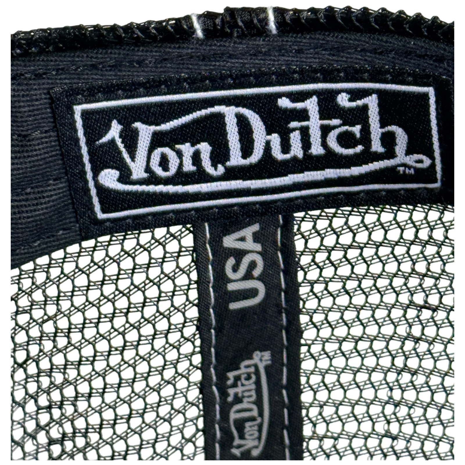 Von Dutch Hat SnapBack BIKER Trucker Mesh, PIPING TRIM, Patch Black NEW W/ TAGS!