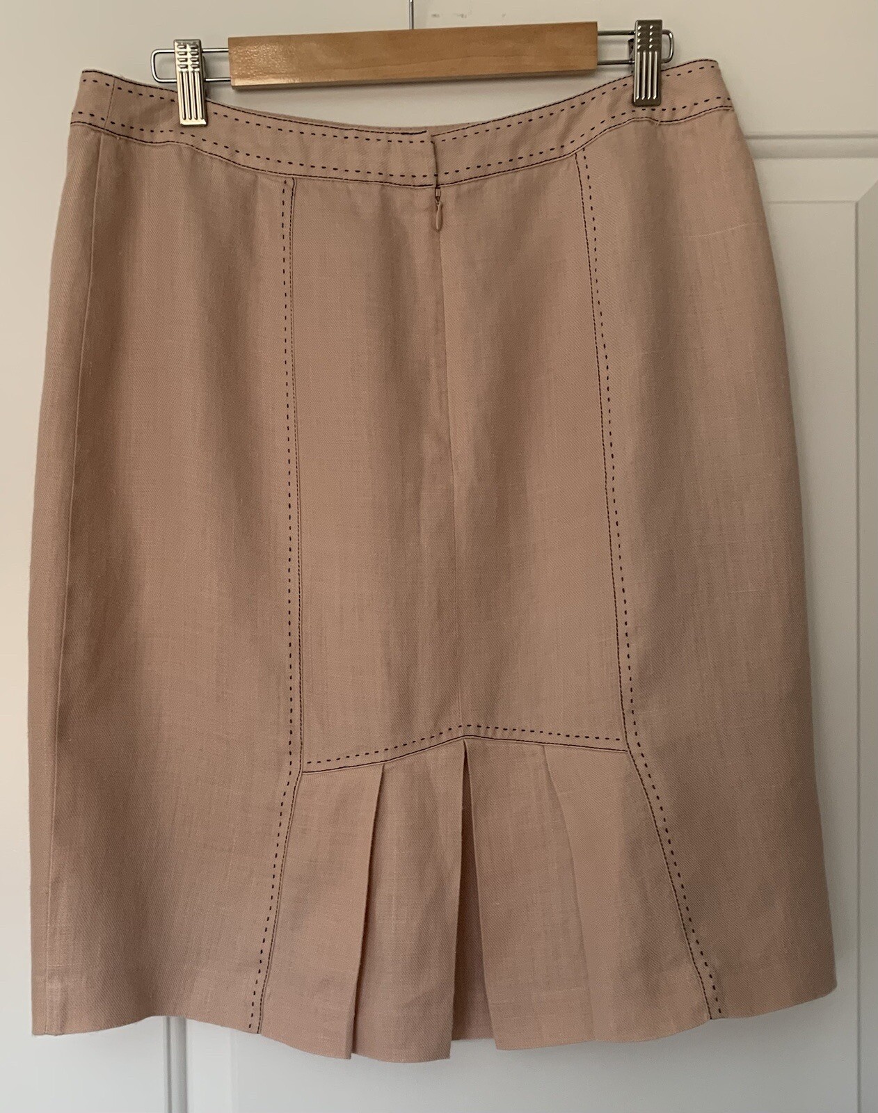 Next Tailoring 100% Ramie Skirt Size 14 Lined Pale Pink Pleated Smart Stylish