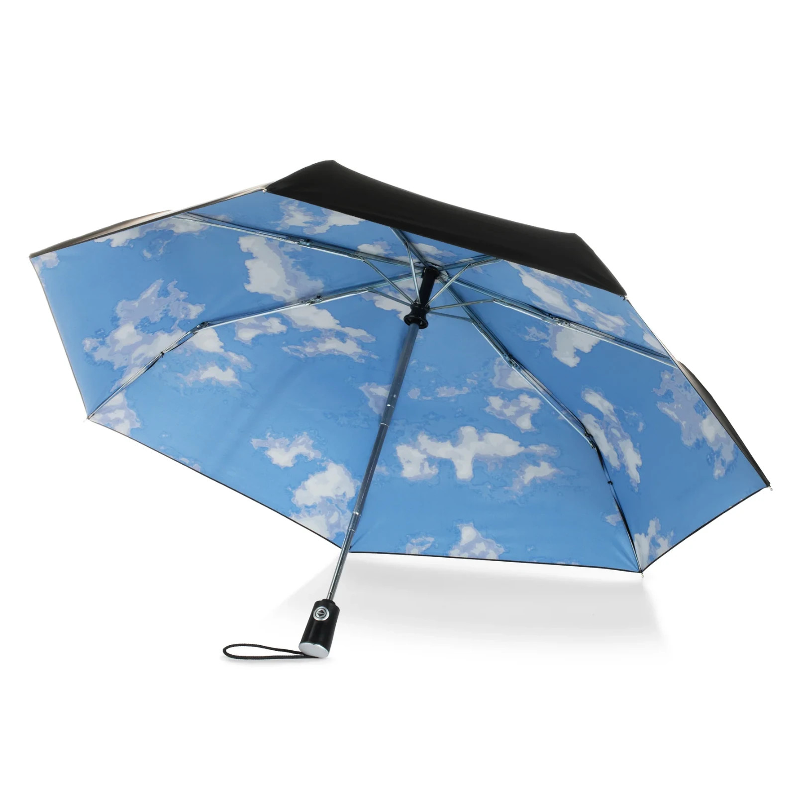 Totes Under Canopy Print Folding Umbrella with Auto Open/Close Technology