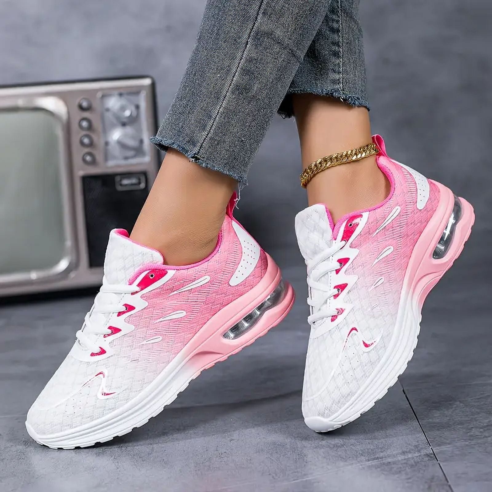 Women’s Orthopedic Walking Sneakers Breathable Mesh Non-Slip Cushion Pink