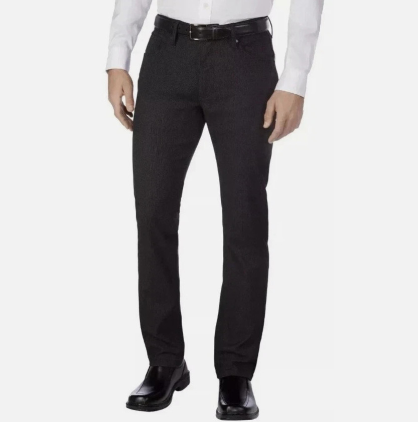 Urban Star Men’s Stretch Relaxed Fit Straight Leg Pants, Black, Size 32X34