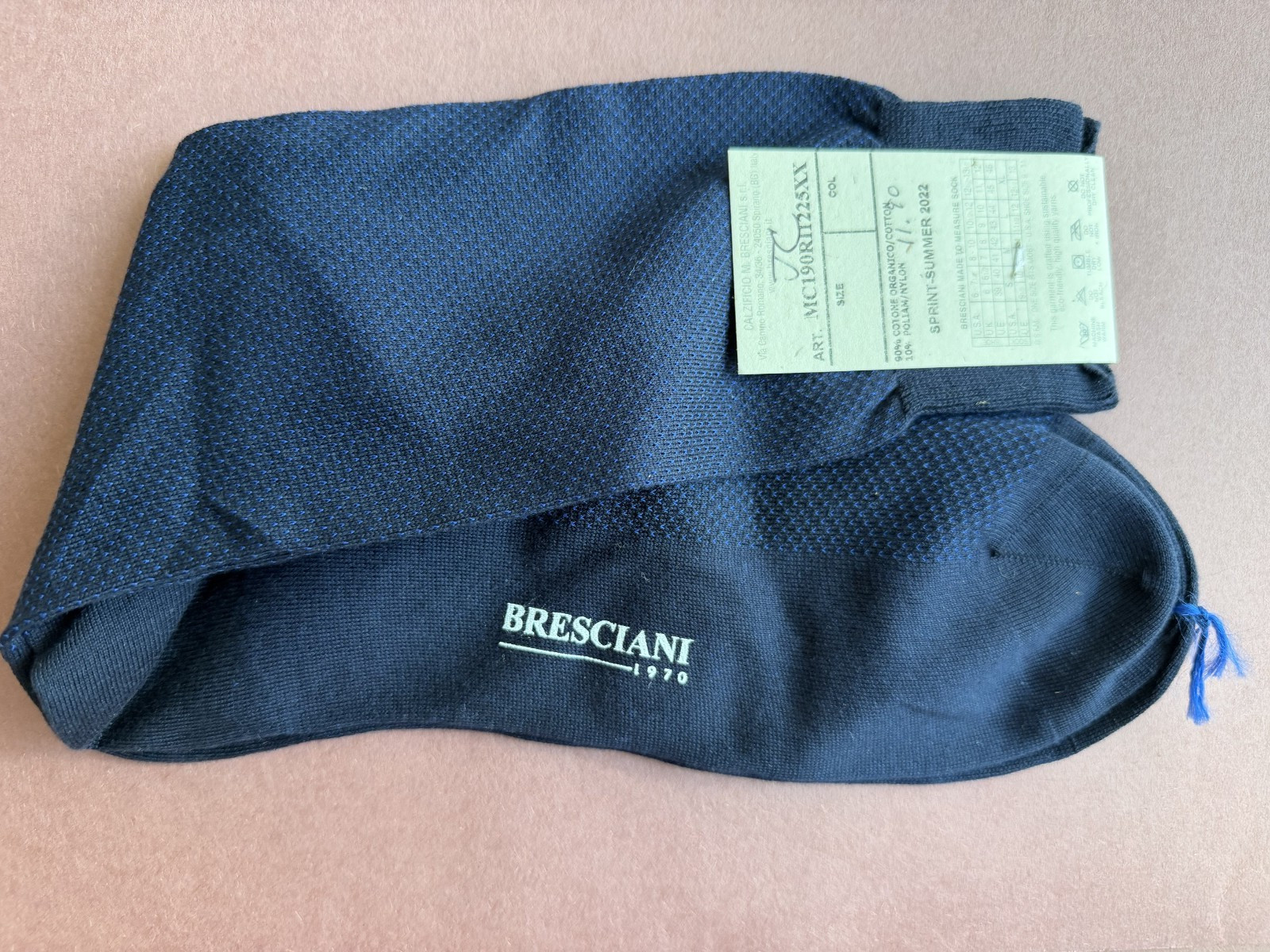 Spring/Summer 2022 Men’s Bresciani Socks NWT Blended Navy Textured