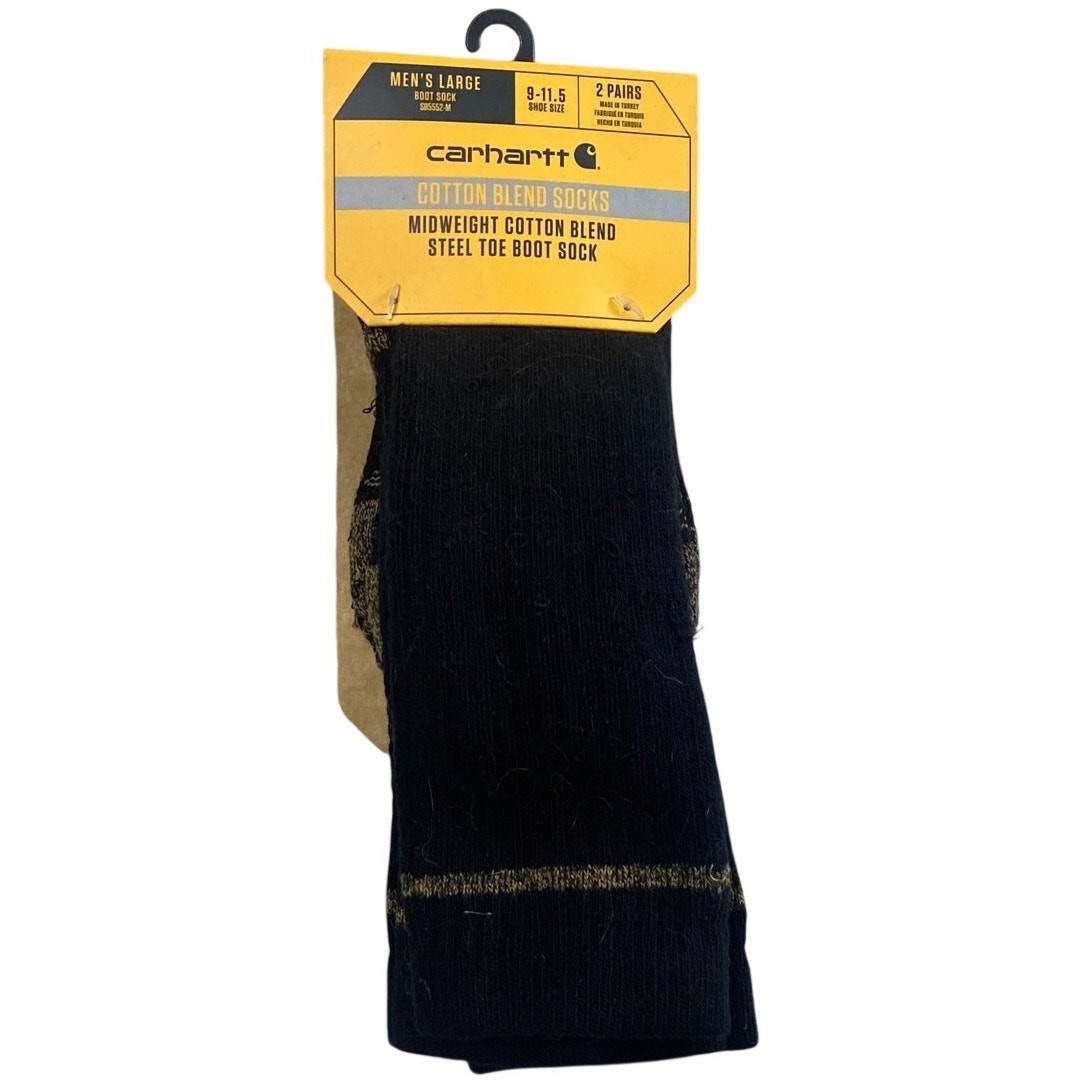 Carhartt Men’s 9-11 NWT 2 Pack Mid Weight Cotton Blend Steel Toe Boot Socks