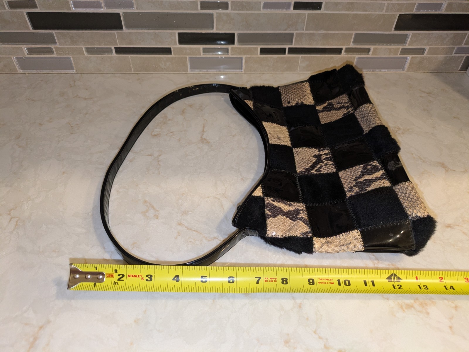 Rob Ference LA Black Patent Leather, Calf Hair, and Snakeskin Purse