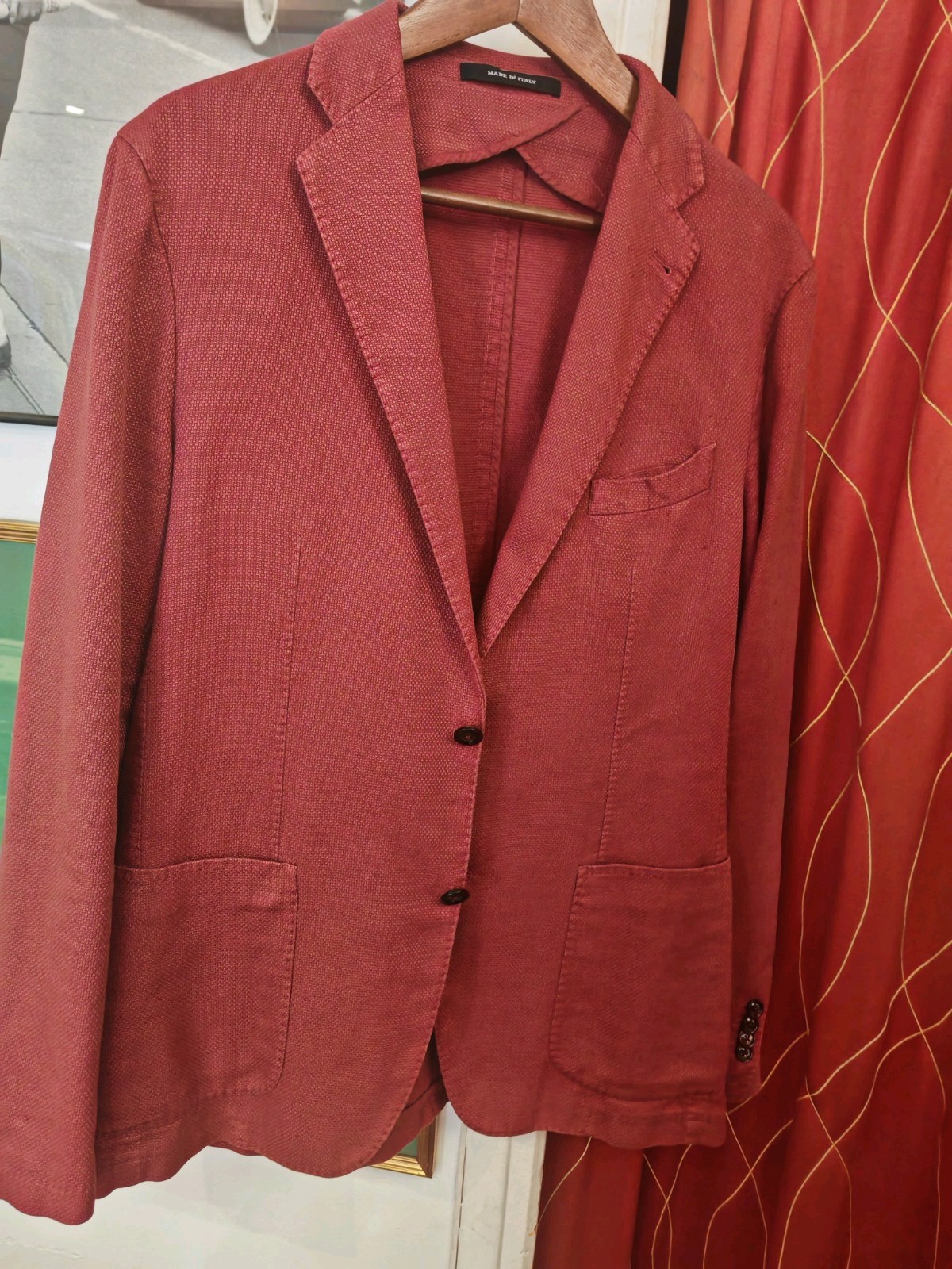 TAGLIATORE 700€ Men’s Blazer Jacket Linen & Cotton Size EU52 ( L ) Made in Italy