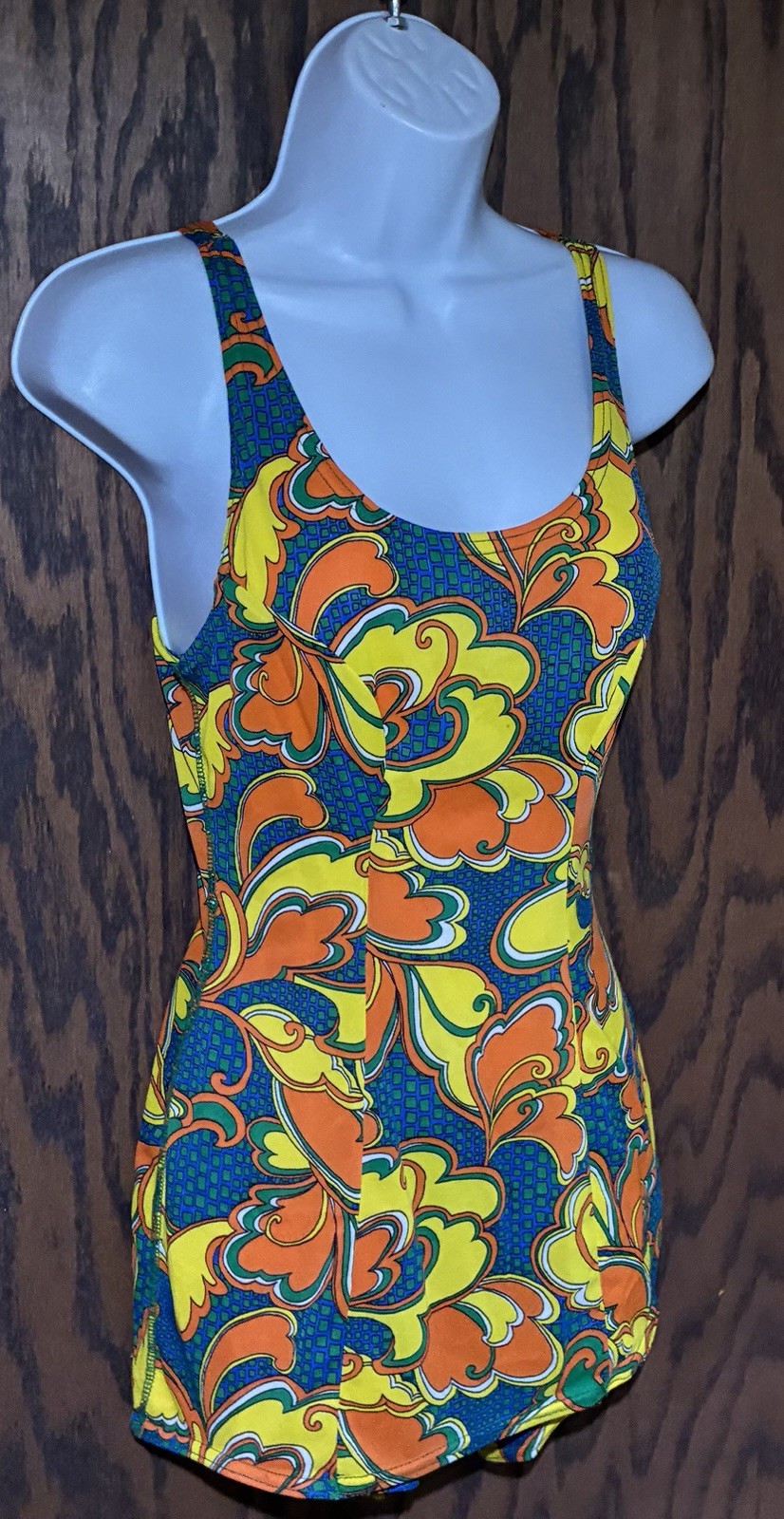 Vintage 1960’s Dolfin Corp. Bathing Suit Swimsuit Romper Mod Paisley Swirl SZ S