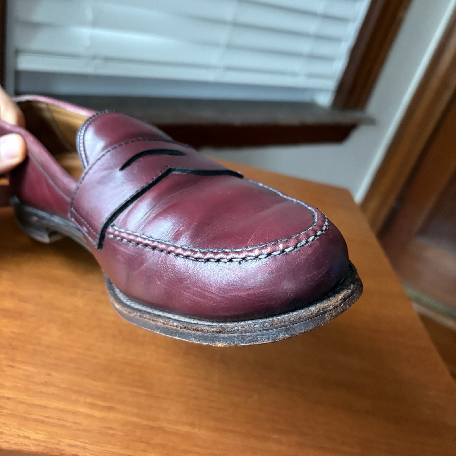 ALDEN 10.5D BURGUNDY CALF HANDSEWN LHS PENNY LOAFERS SHOES 984 10.5 D