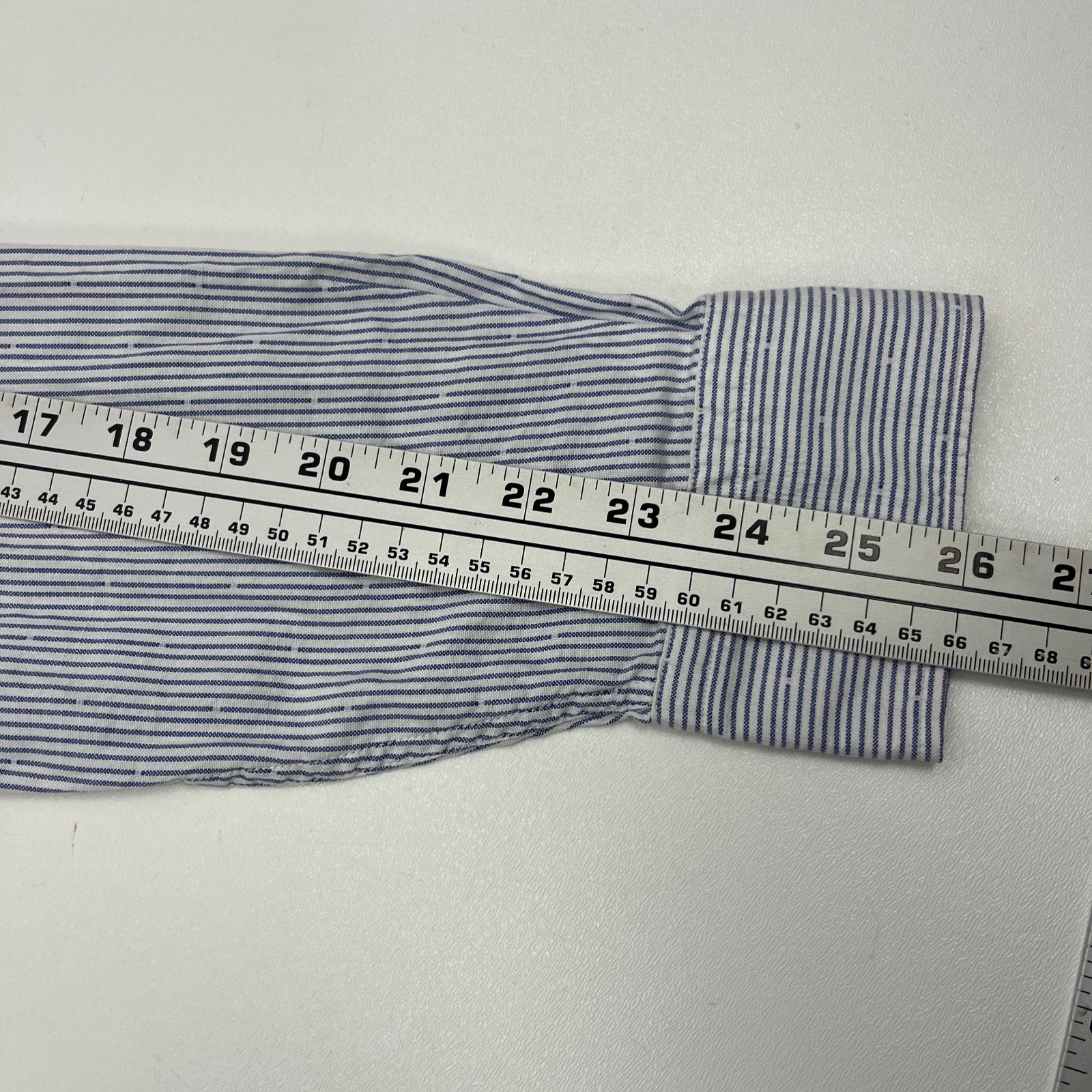 Massimo Dutti Shirt Button Down Blue Stripe Long Sleeve Flip Cuff Mens Sz L