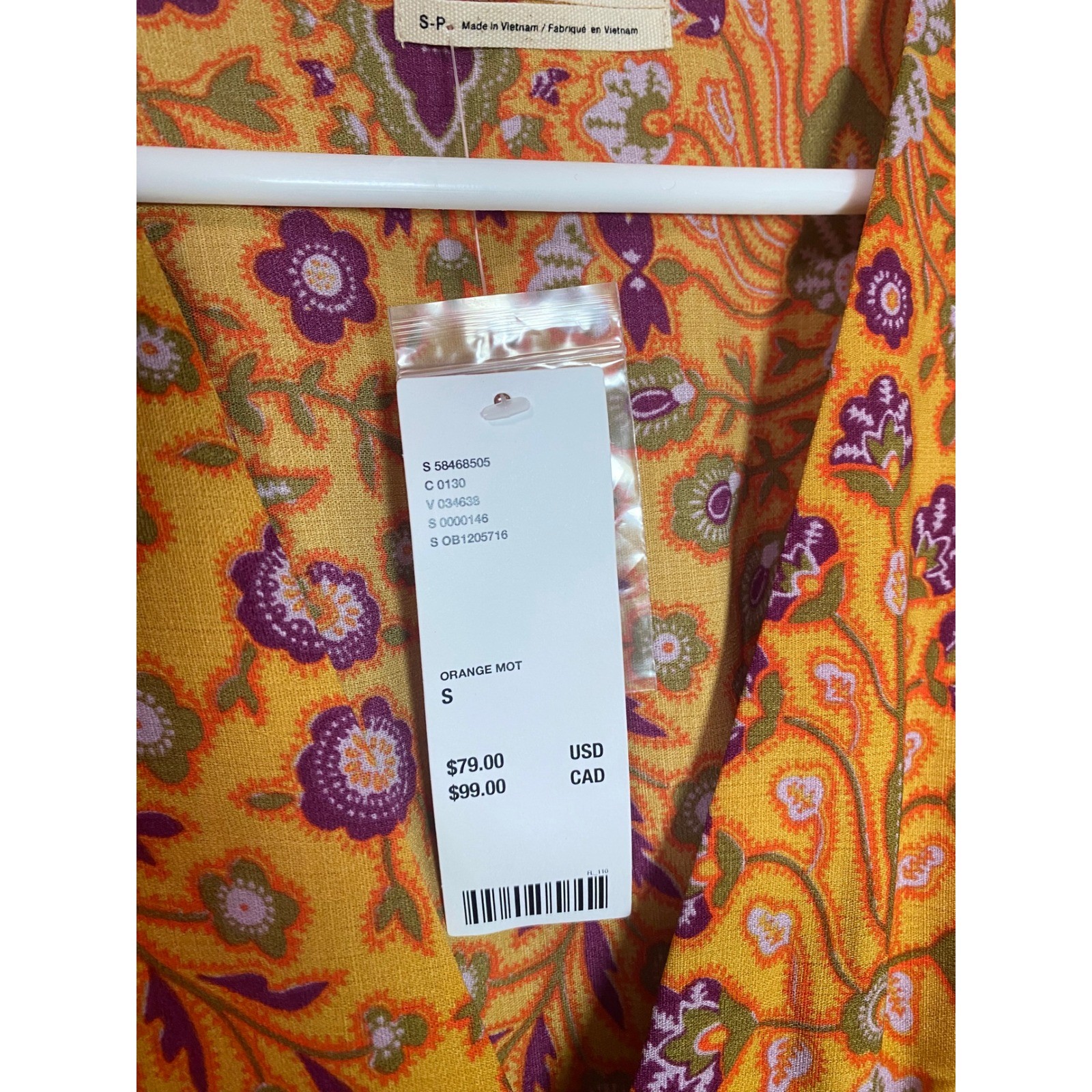Urban Outfitters Orange Floral Paisley Retro Mod Indie Mini Dress NWT Small