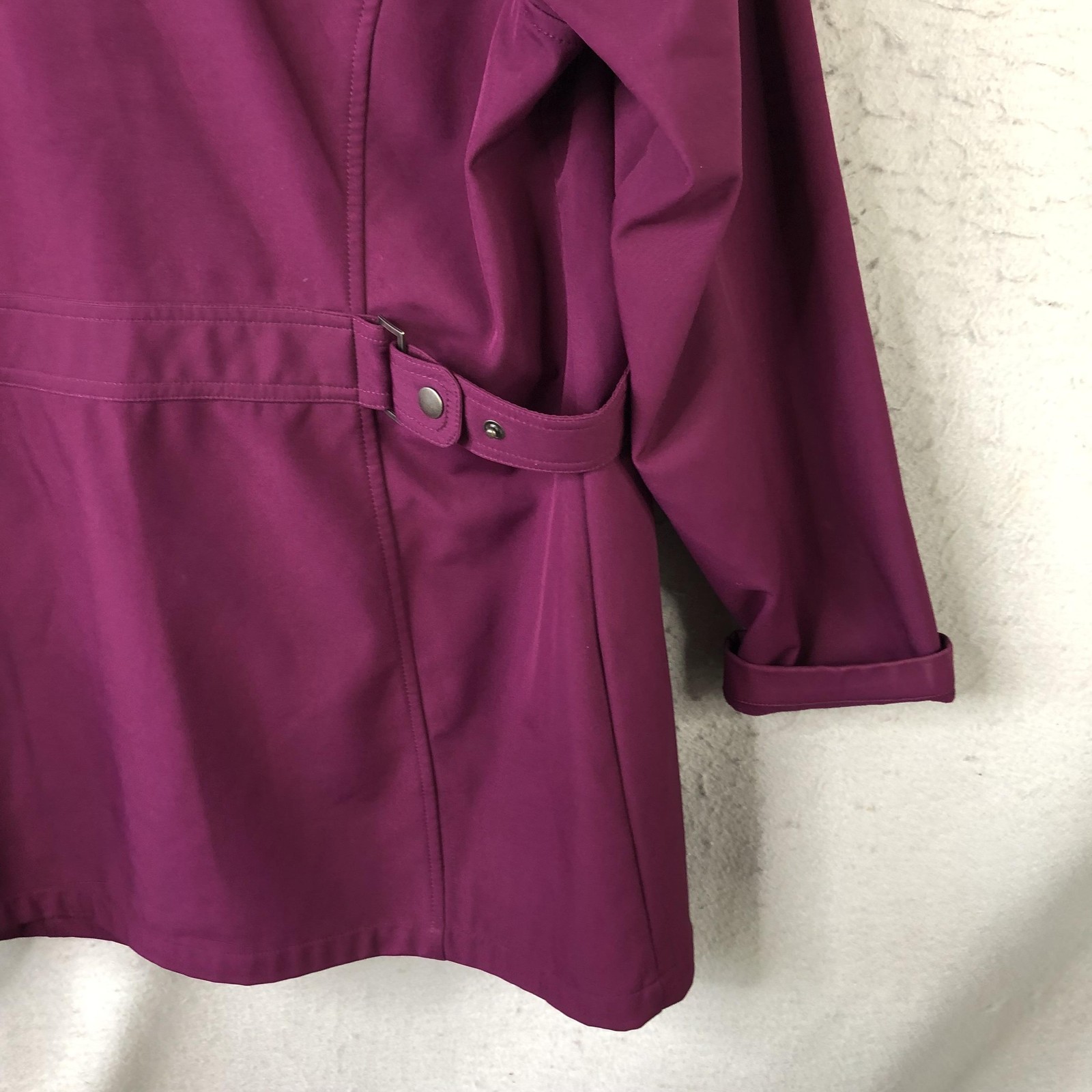 FreeTech Coat Womens L Purple Softshell Hooded Rain Zip Pockets Berry Parfait