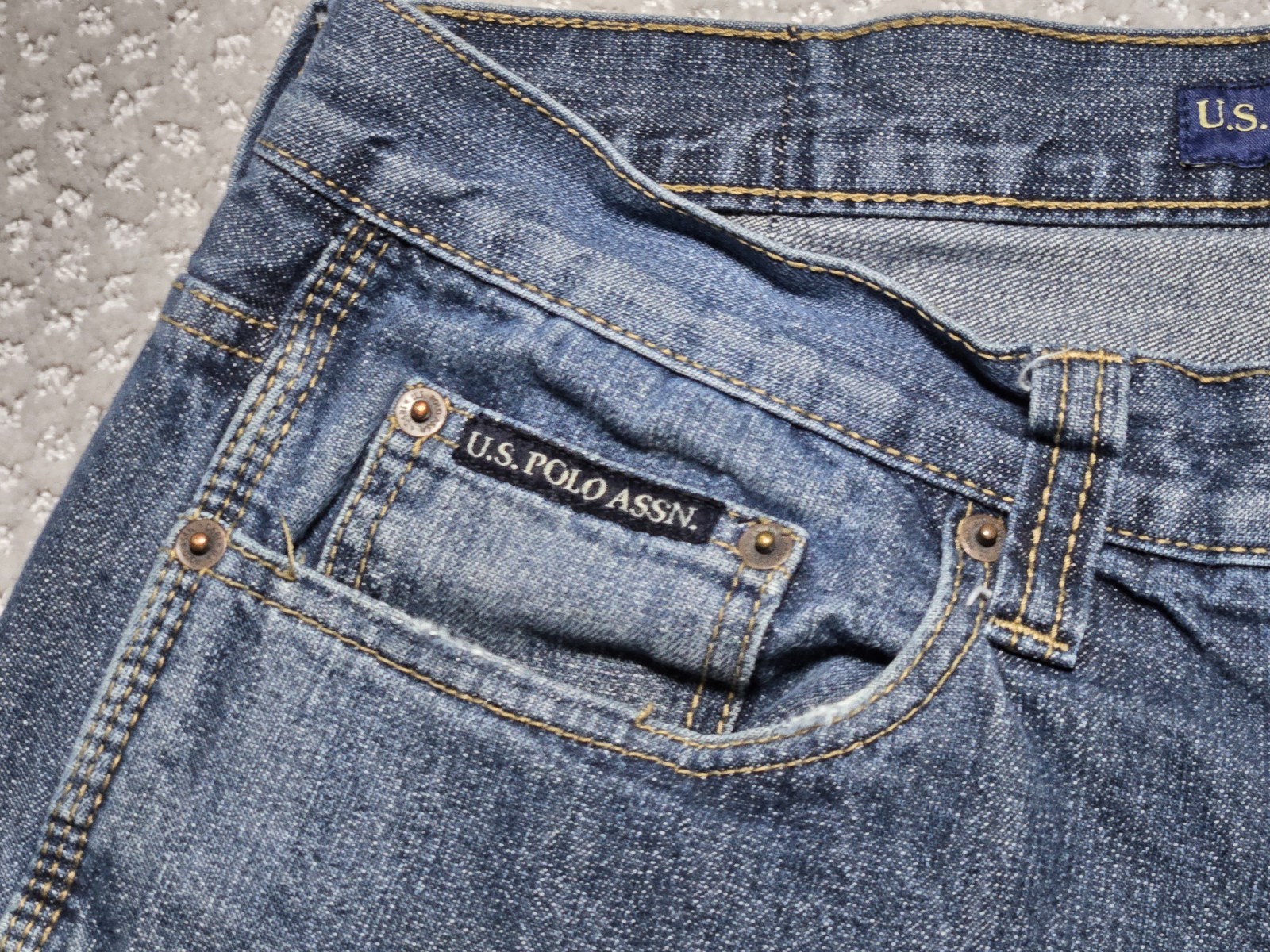 U.S. POLO ASSN. Baggy Blue Jeans ~ Men’s 34 x 32 ~ Carpenter Hammer Loop ~