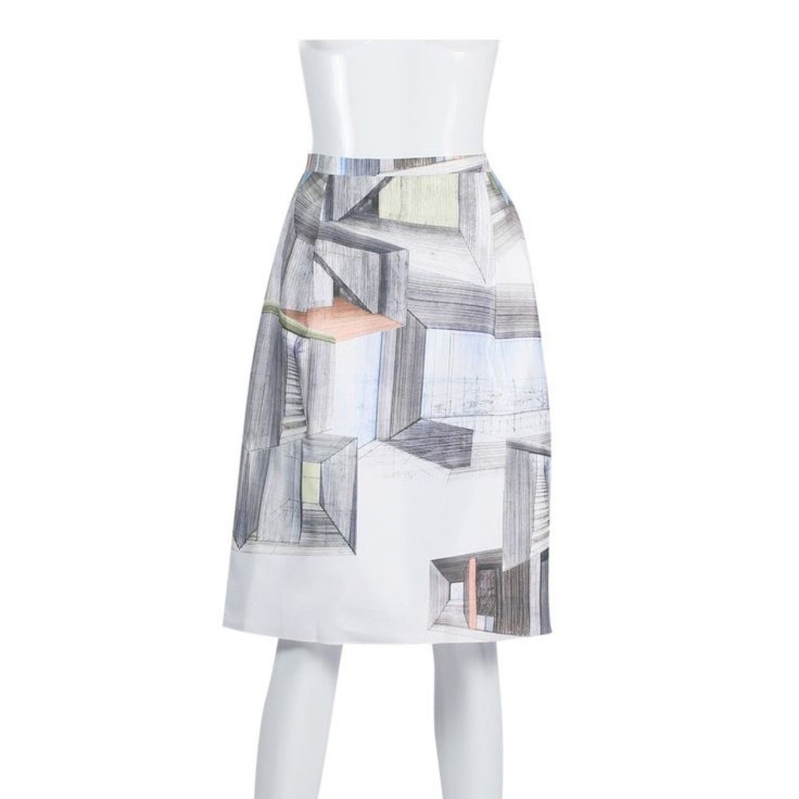 Clover Canyon Interior Perspective Abstract Sketch Vogue Runway Skirt M