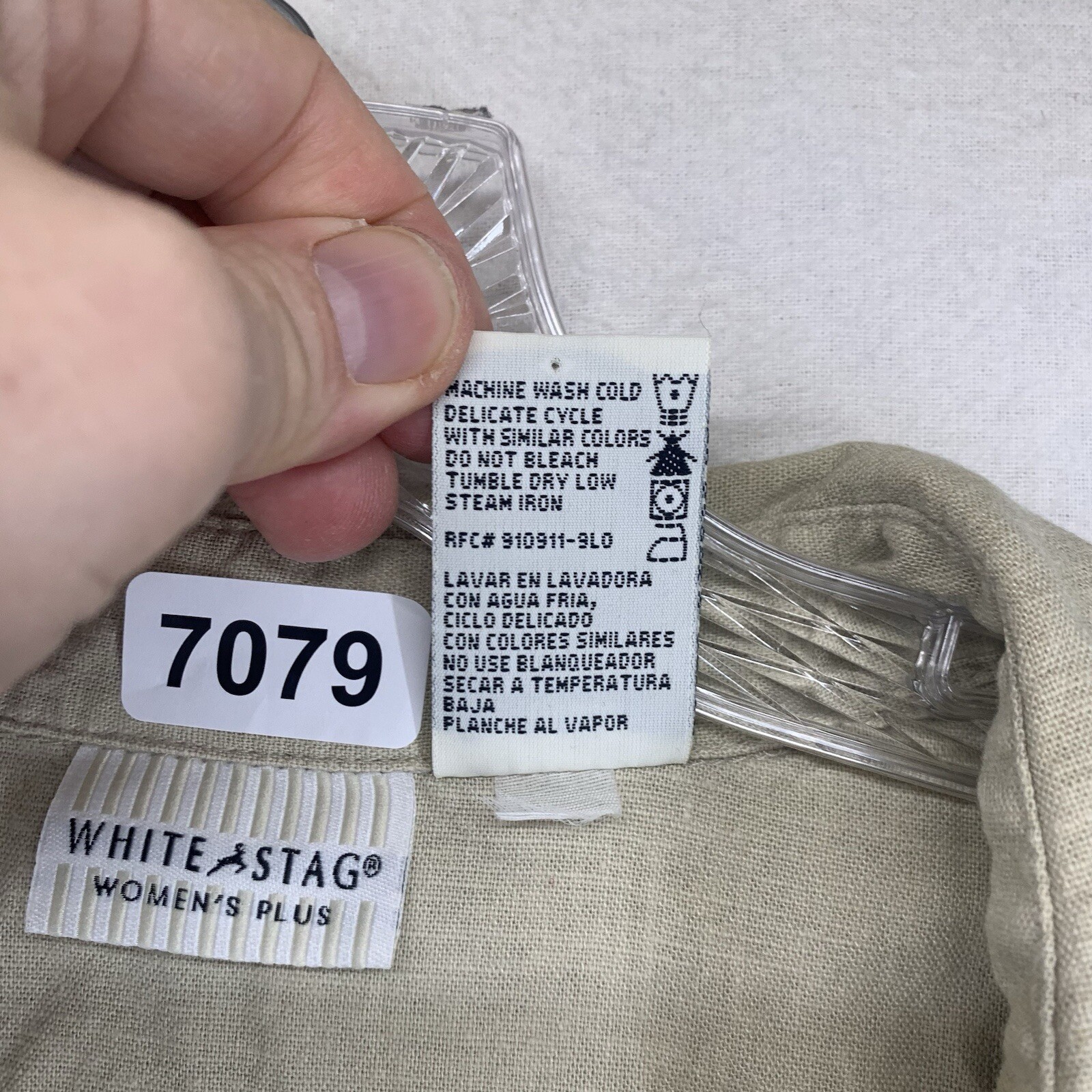 Women’s 16W Button Down Collar Top Linen Cotton Natural Neutral Earthy Pockets