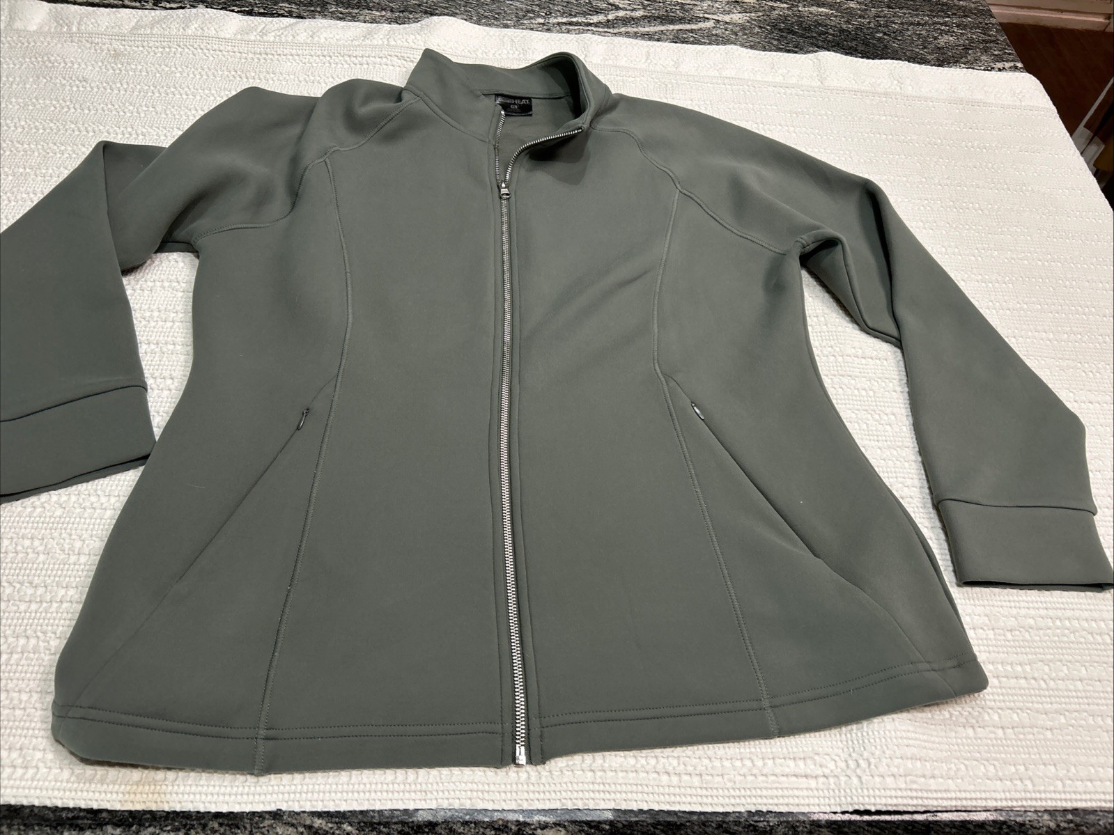32 Degree Heat Women’s Warm Up Running Jacket Full Zip Pockets Size XL Gray Soft