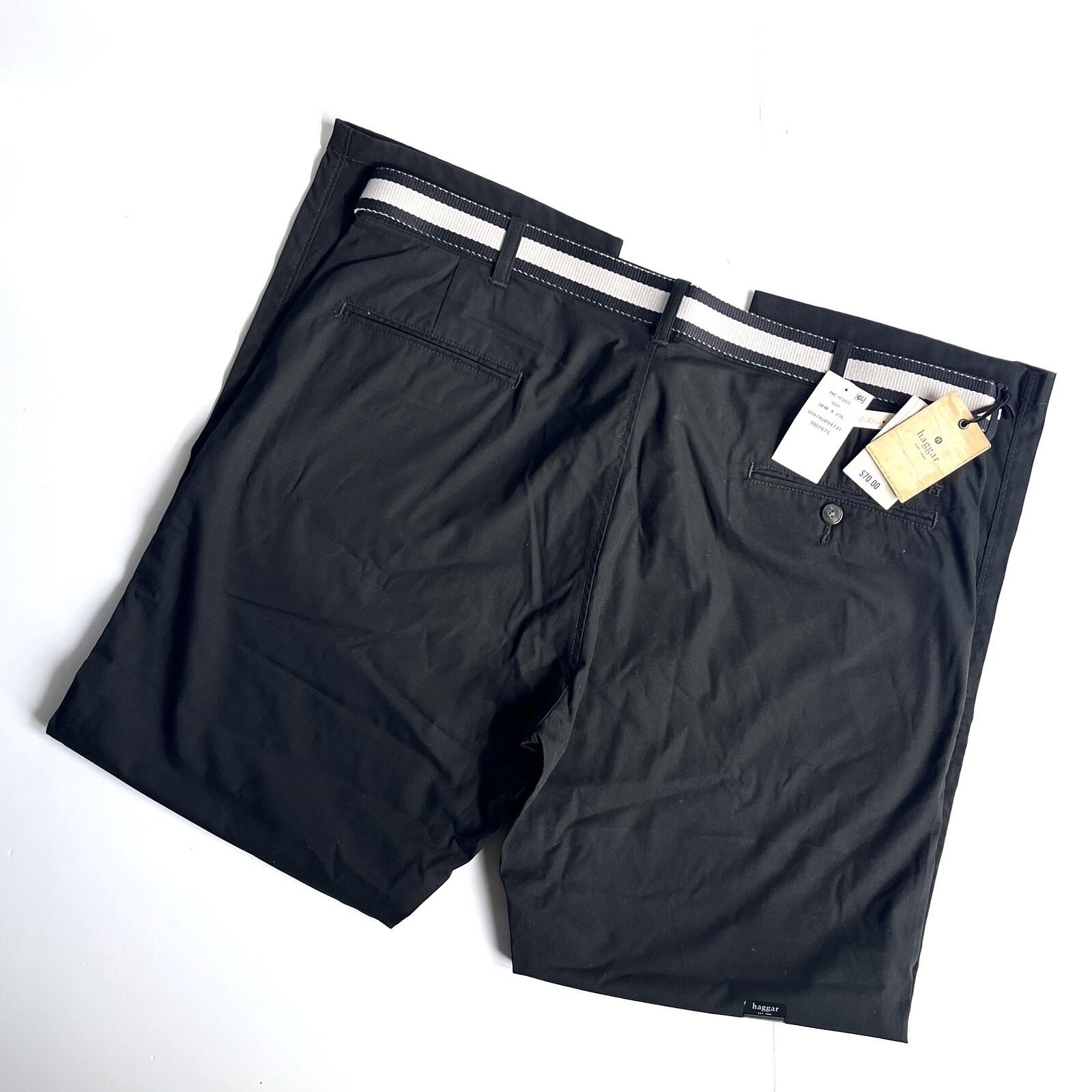 NWT New Men’s Haggar Heritage Pants Chino Golf Black Grey Khaki Belt Large 38×30