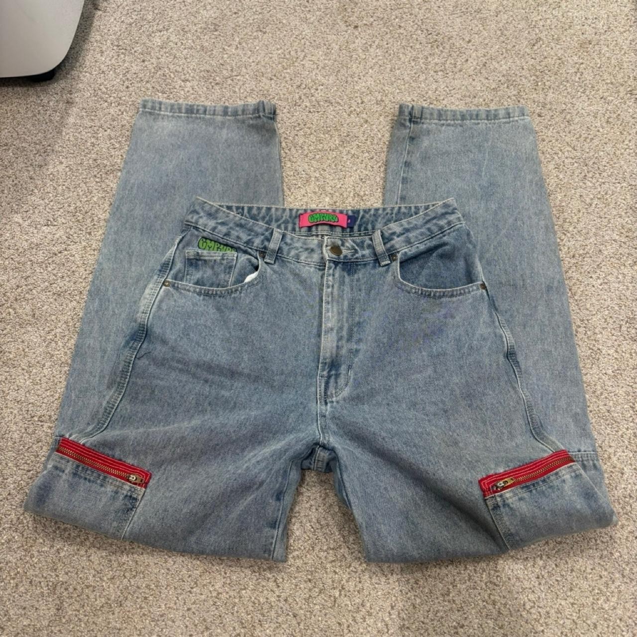 Empyre Y2K Baggy Skater Jeans Size 4 32” blue denim skater pants