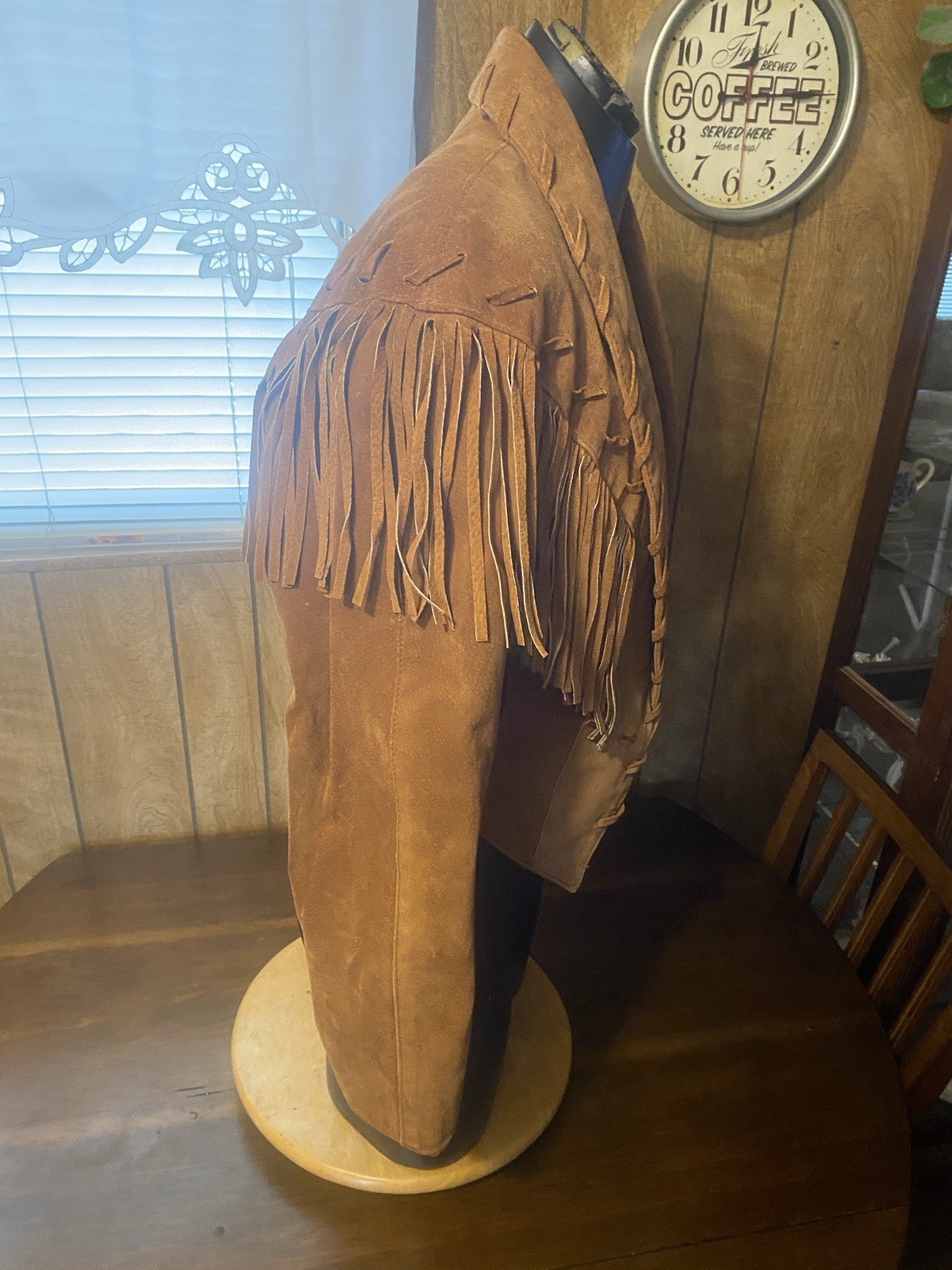 VTG Phoenix Suede Fringe Leather Cropped Jacket Womens M Western Distressed USA