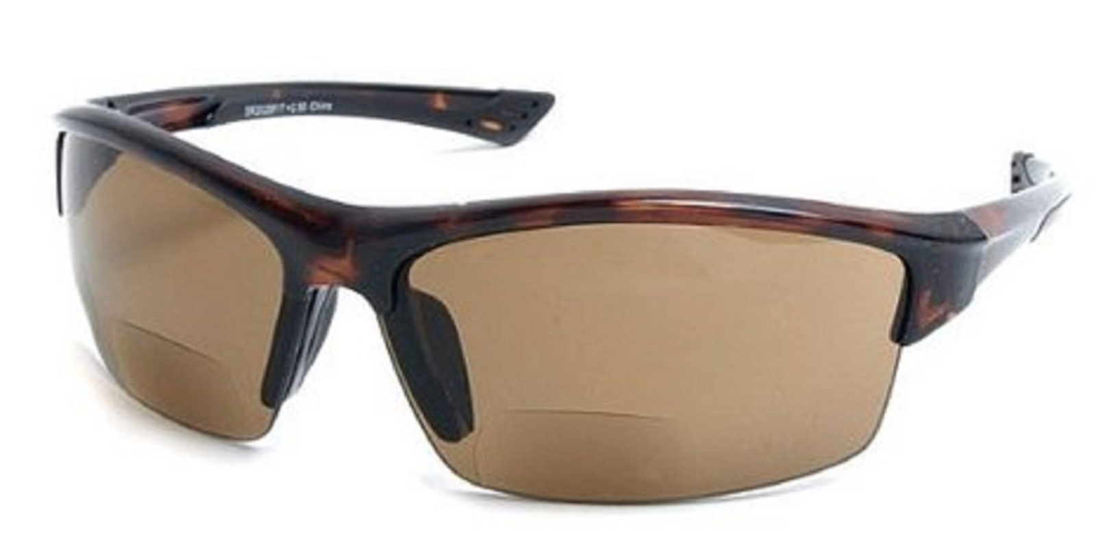 BBI Foster Bifocal Sun Reader Sport Wrap Around Sunglasses Tortoise Amber +3.00