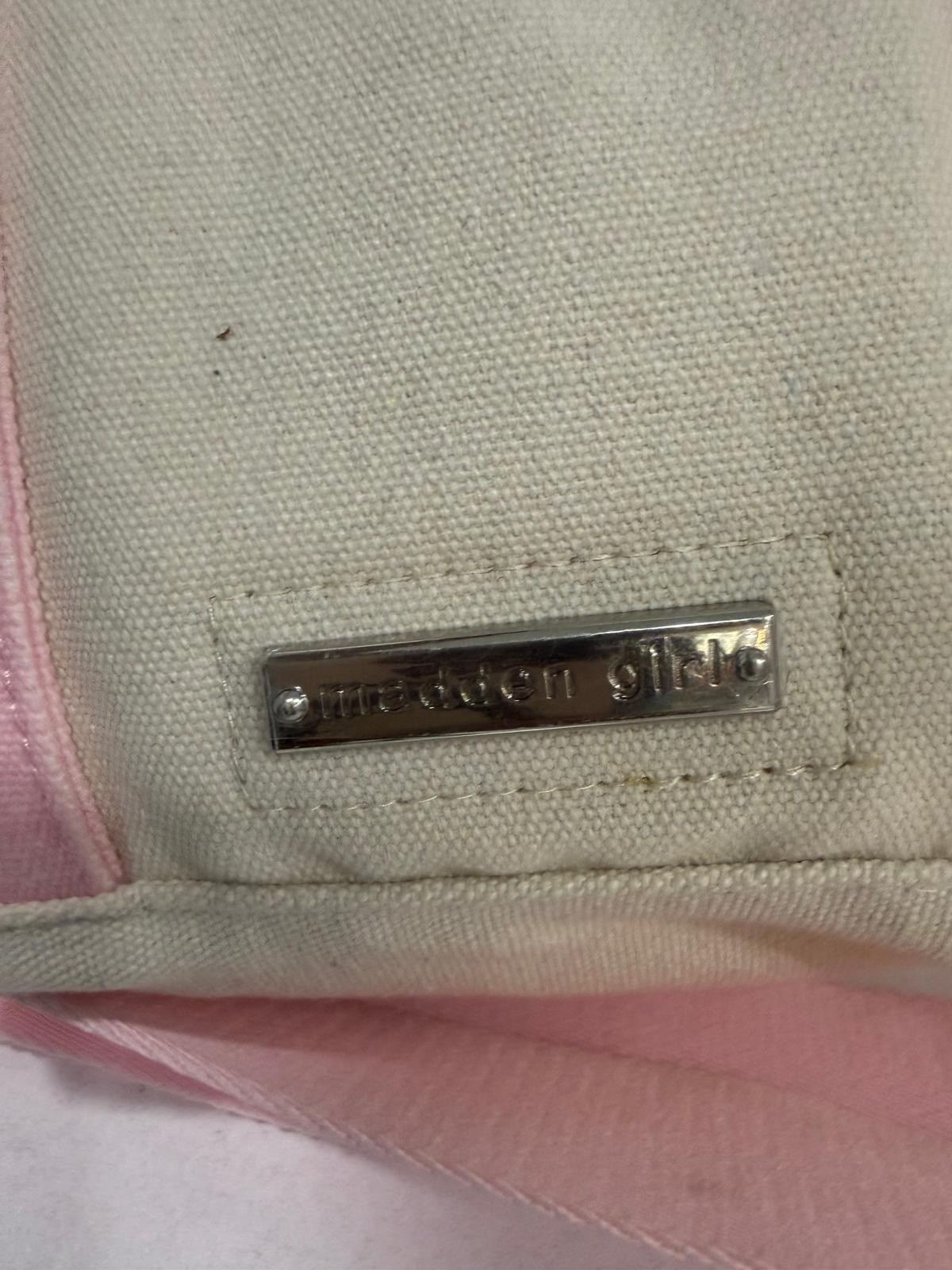 Madden Girl Mini Tote Pink Canvas Bow Bag with Charm & Pouch women