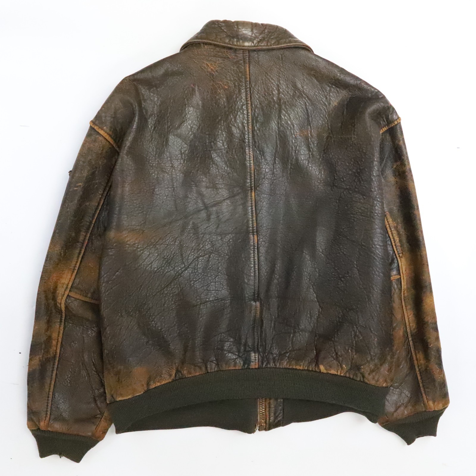 Vintage Avirex Leather Flight Bomber Jacket Size XL Brown Distressed