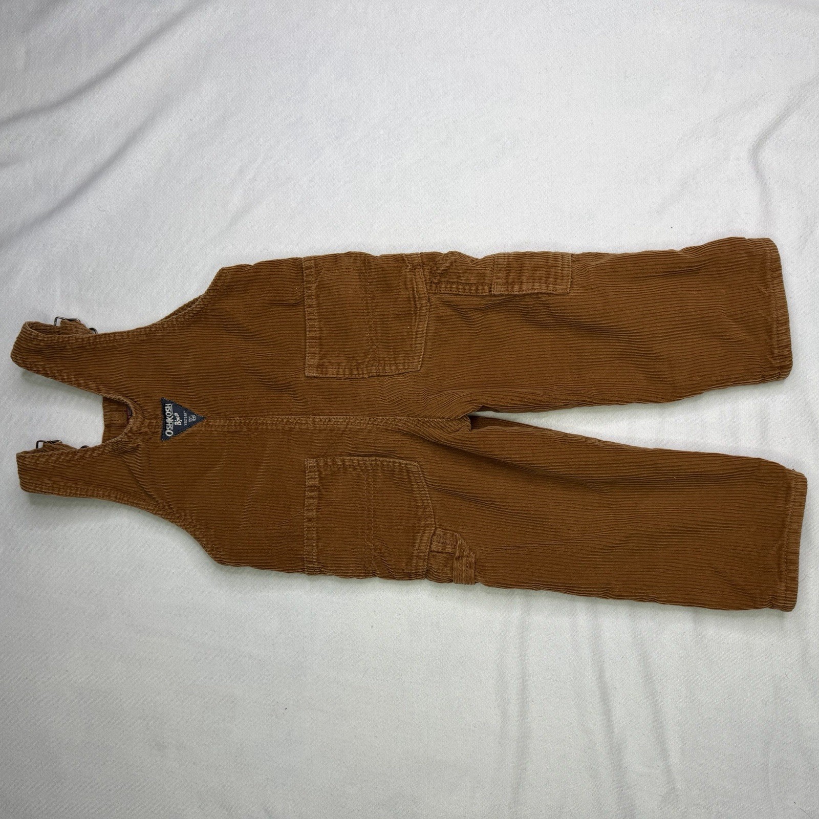 OshKosh B’gosh Baby Overalls Brown Corduroy 2T Infant Boy Girl Snap Legs Vintage